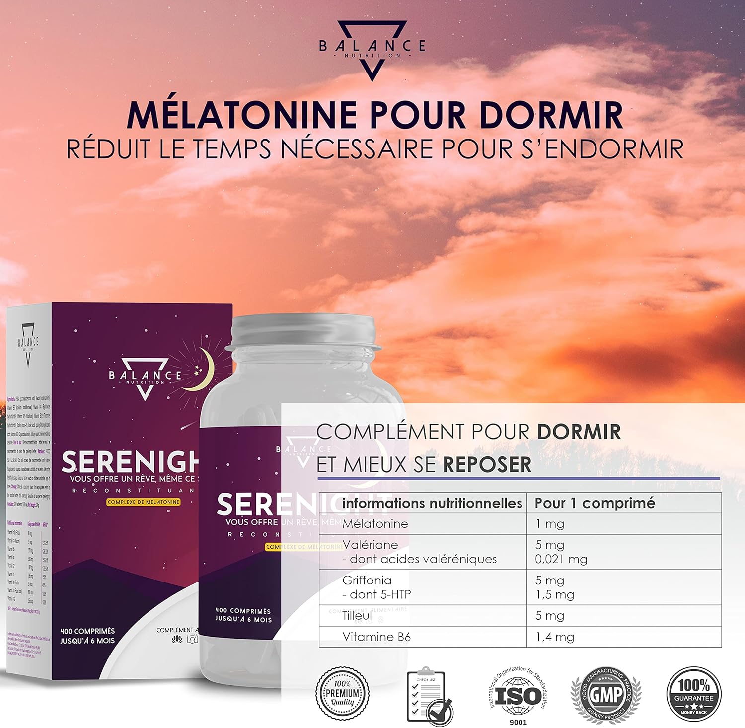 SERENIGHT - 400 Tablets (1+ Year Supply) | Melatonin | Melatonin 1Mg Forte With 5 HTP, Valerian, Linden, & Vitamin B6 | Powerful Somnifere for Sleeping - Image 3