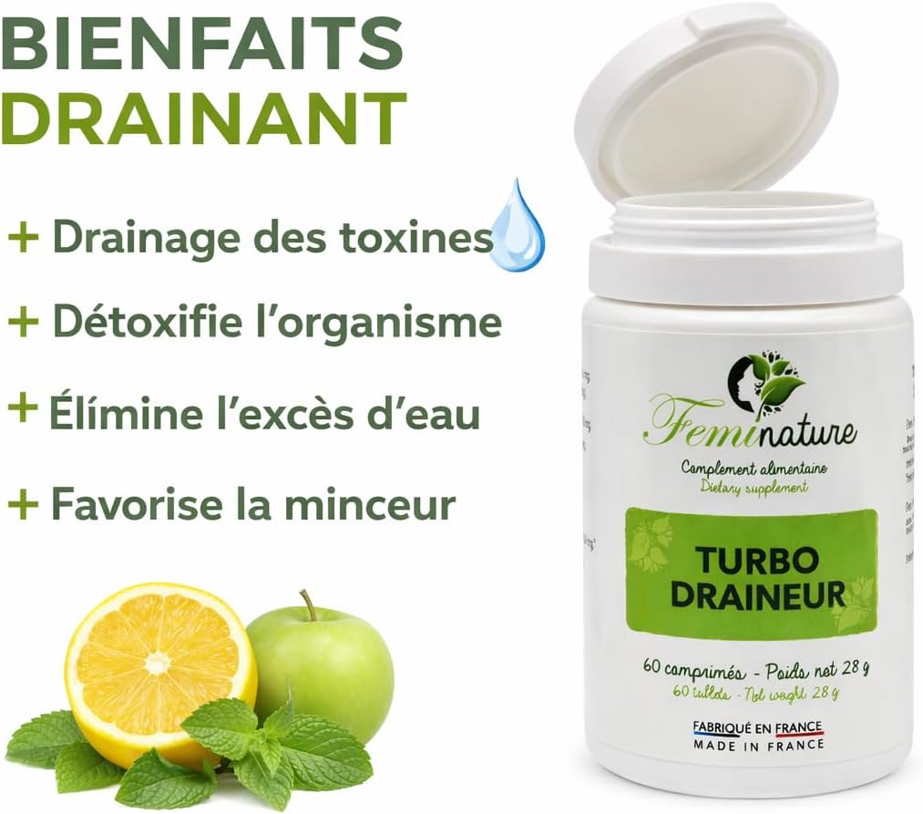 Feminature | Turbo Draineur 2-in-1 – Deep Detox, Elimination & Clean Skin – Dandelion, Burdock, Wild Thought – 60 Tablets – Made in France - Image 4
