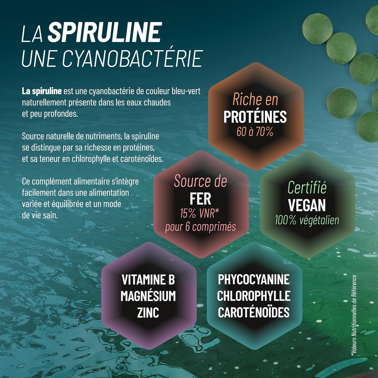 Spirulina/Spirulina Bio 500mg - 300 Tablets - Energy Metabolism - Immune System - Image 5