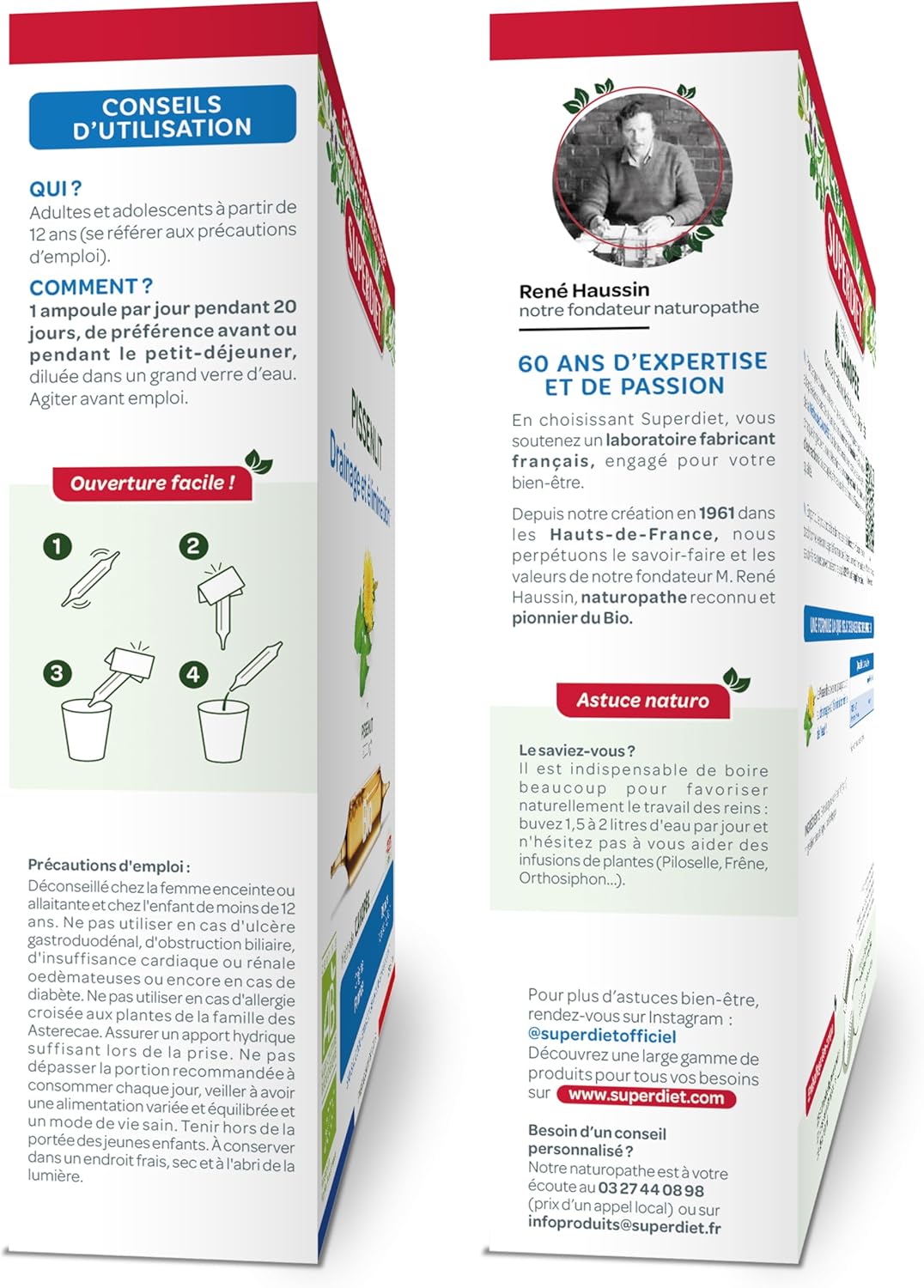 SUPERDIET – DISSENLIT BIO 2000 mg – Renal drainage & elimination – Made in France – Organic dandelion from France – 20 ampoules of 10 ml - Image 3