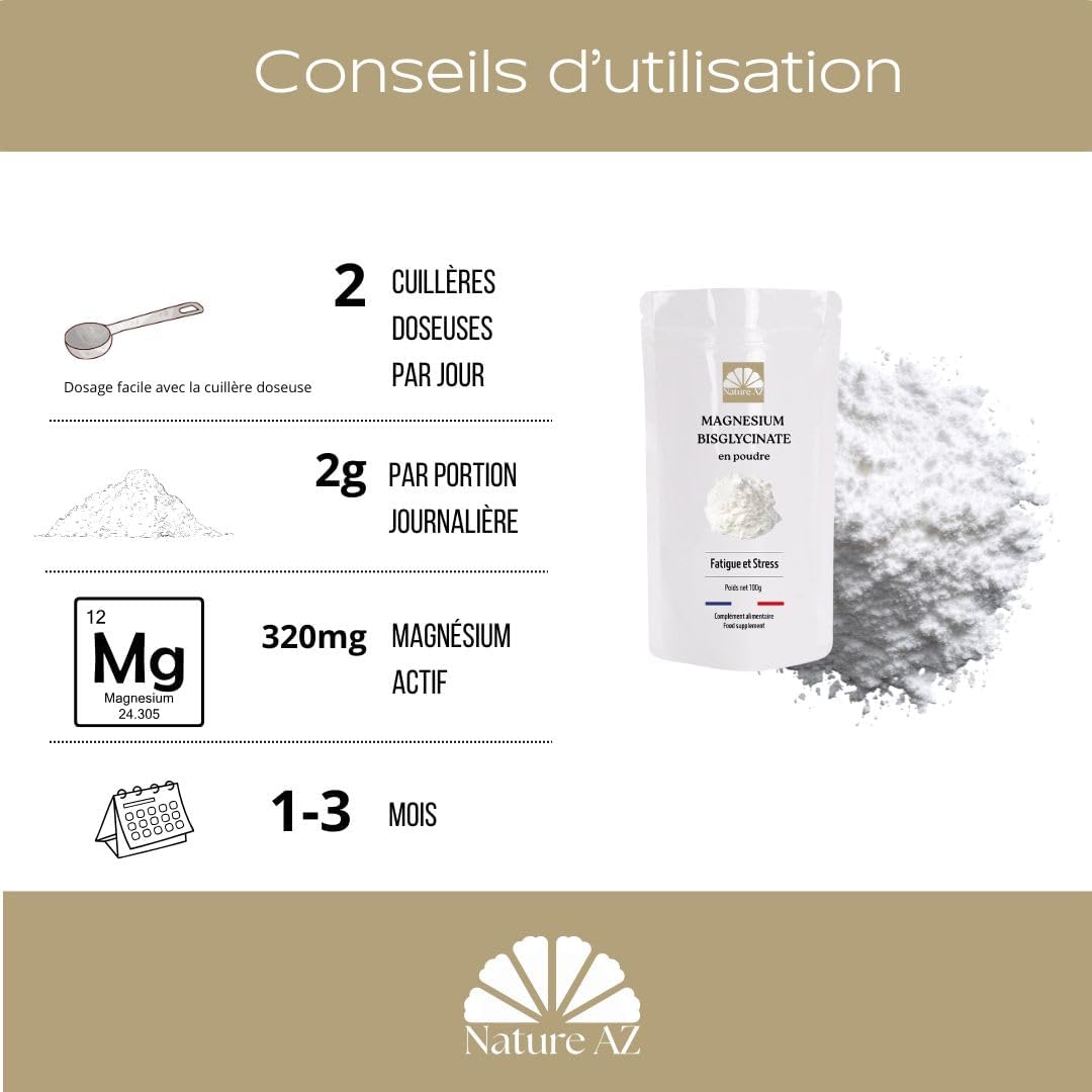 Magnesium Bisglycinate Powder – Highly Assimilable – Sport, Stress, Cramps – No Vitamin B6 – No Additives – Free Dosage – 100 g – French Laboratory - Image 9