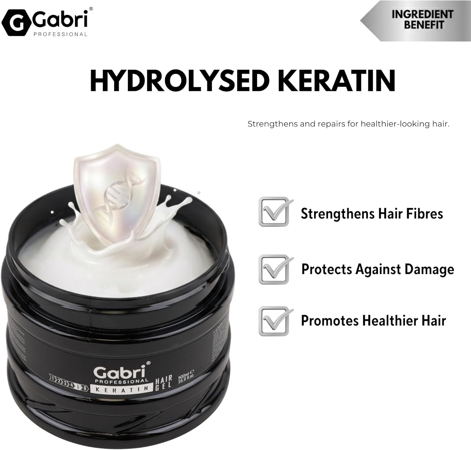 Gabri Keratin Hair Styling Gel 250ml - High Shine, Anti-Frizz Effect, Edge Control - Image 3