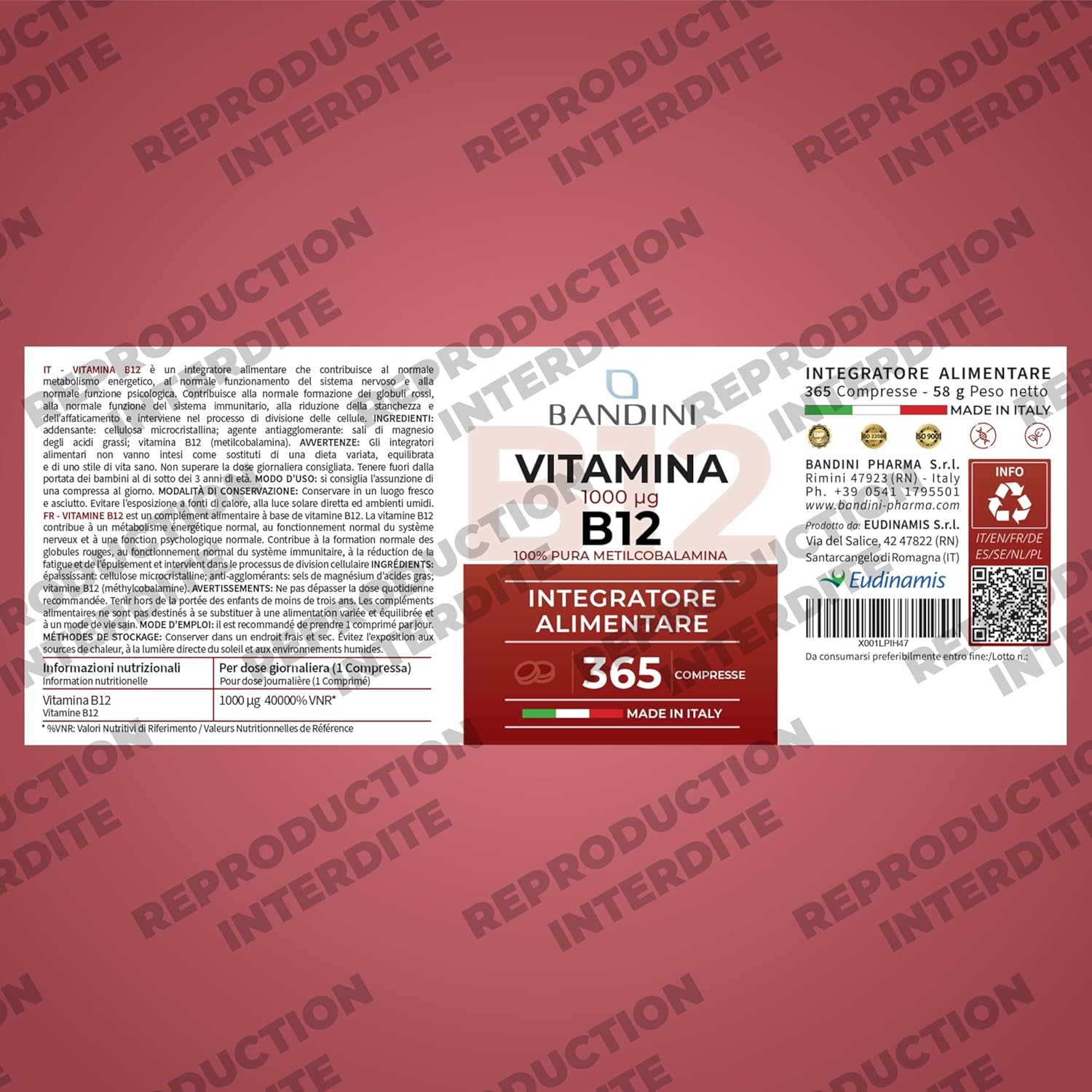 Bandini® Vitamin B12 Vegan 1000 mcg 365 Tablets, 12 Months Intake, Vitamin B 12 Methylcobalamin Bioavailable High Dosed, For Energy, Immunity and Fatigue, 100% Vegan No Additives - Image 6