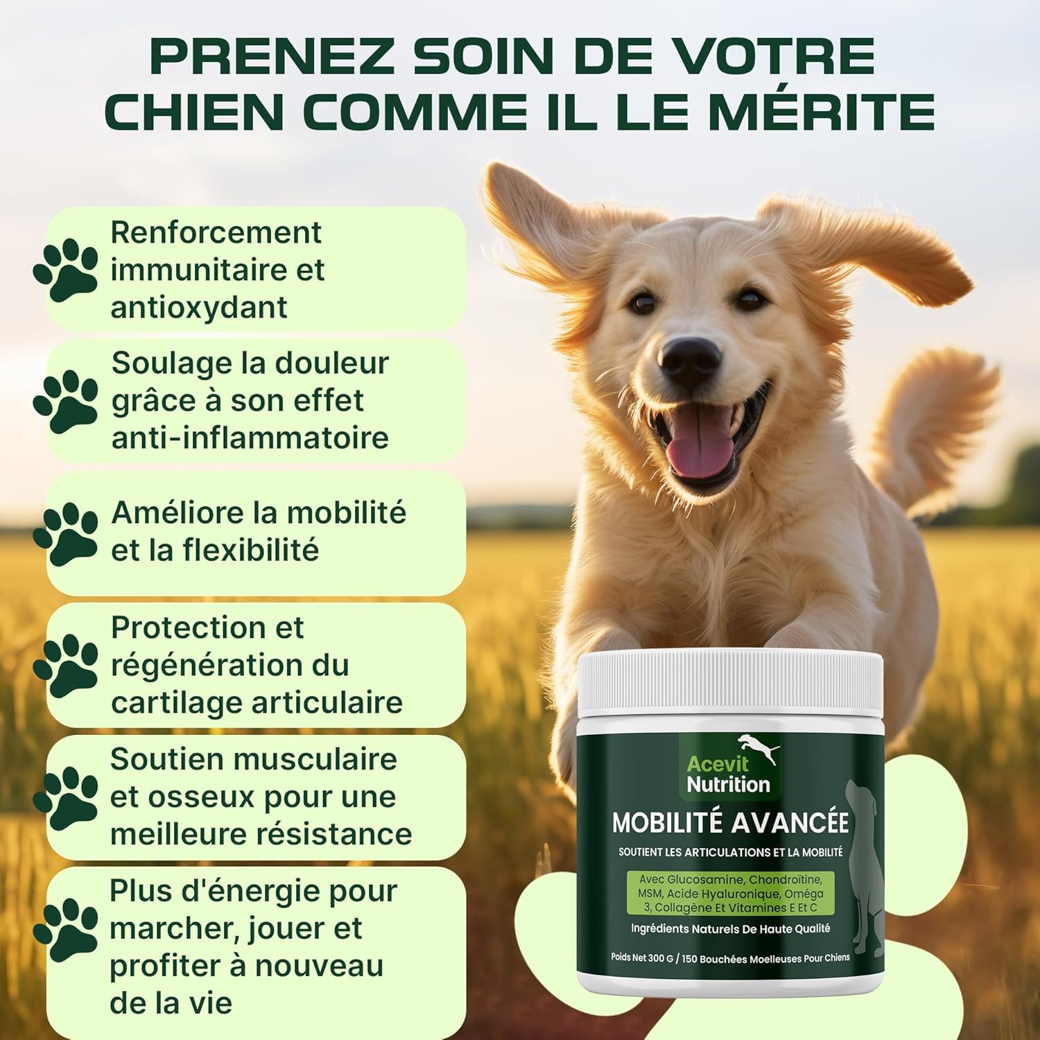 Osteoarthritis Dog, 150 Bites 100% Natural Joints, Glucosamine, Chondroitin, MSM, Collagen, Hyaluronic Acid, Anti-Pain & Anti-Inflammatory, High Efficacy Veterinary Formula - Image 5