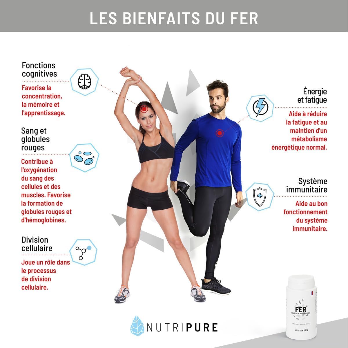 Nutripure | Iron Bisglycinate 14 mg High Quality FERROCHEL | High Absorption | Anti-Fatigue & Immune System Strengthening Dietary Supplement | 120 Vegetable Capsules | Vegan | Made in France - Image 4