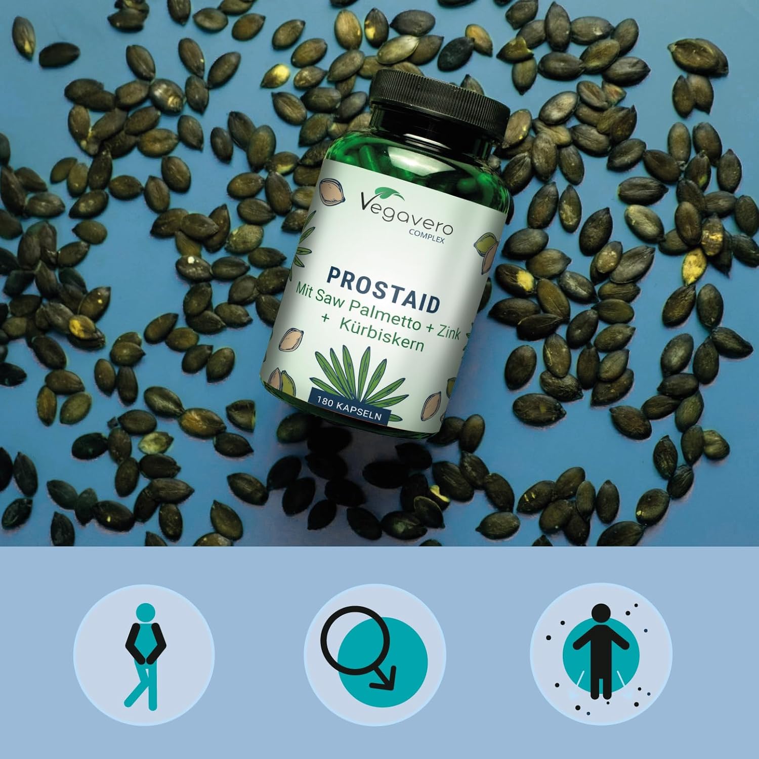 Men's Prostate Complex & Urinary Comfort | 180 Capsules | 100% Natural | Saw Palmetto + Zinc + Nettle + Pumpkin | With 45% Fatty Acids | Vegan | 3 Months - Image 4