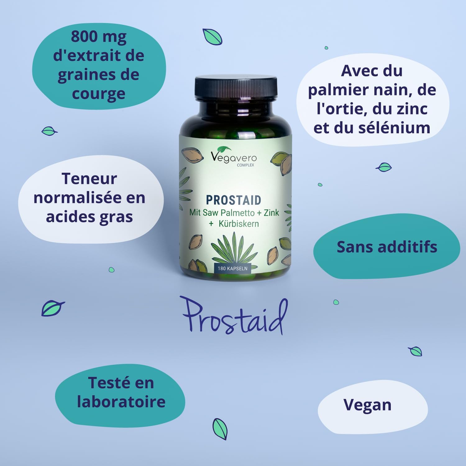 Men's Prostate Complex & Urinary Comfort | 180 Capsules | 100% Natural | Saw Palmetto + Zinc + Nettle + Pumpkin | With 45% Fatty Acids | Vegan | 3 Months - Image 5