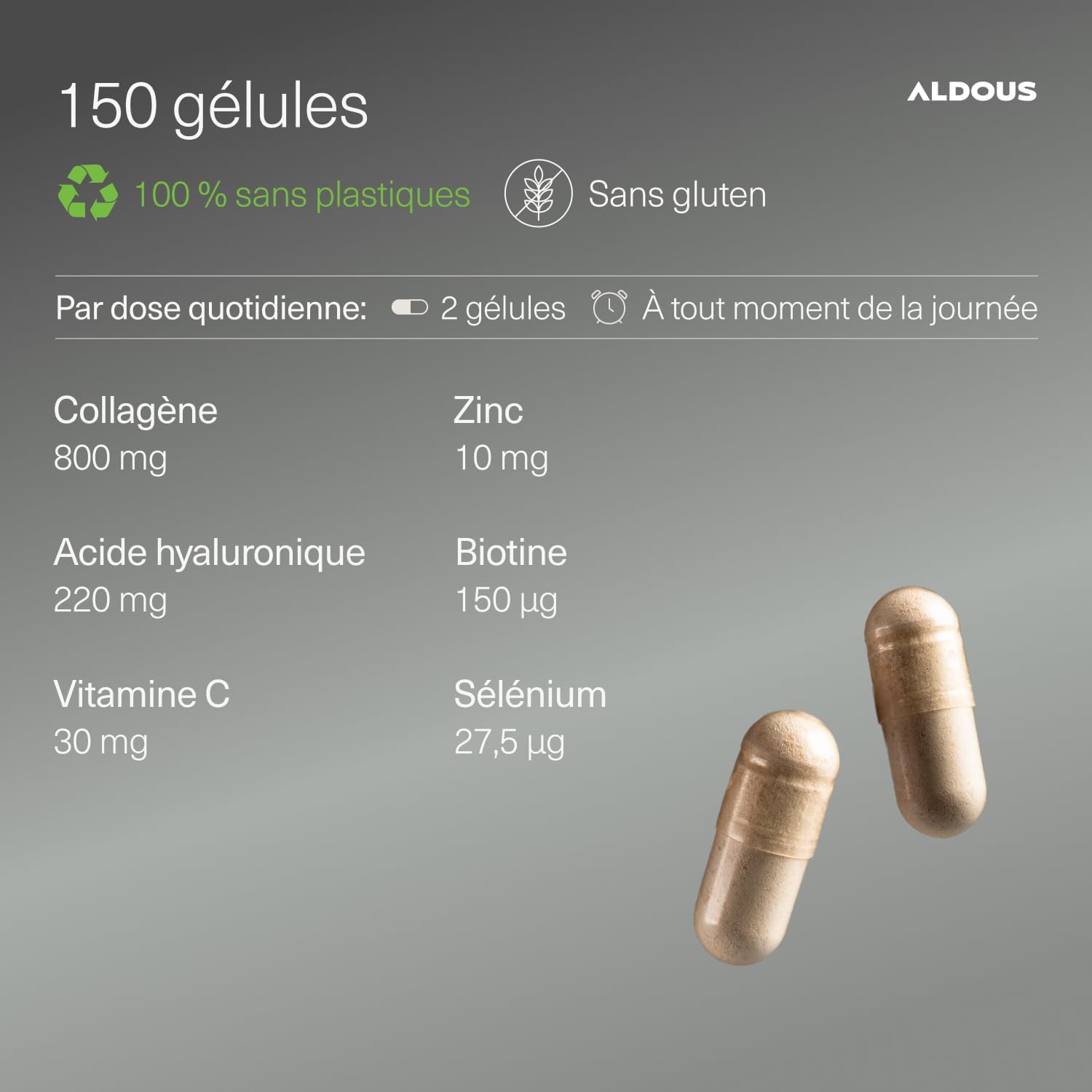 Hydrolyzed Collagen + Hyaluronic Acid 220mg - 150 Softgels - 800mg Collagen Per Serving - Hydrated Skin & Strong Joints - Vitamins for Hair, Skin & Nails - Image 4