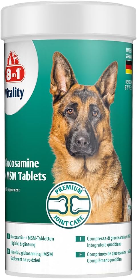 8in1 Glucosamine Tablets with MSM – Food Supplement for Adult and Senior Dogs, 1 Box (55 Tablets) - Image 2