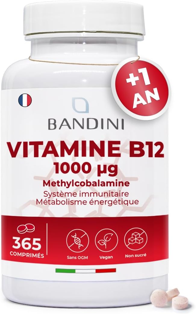 Bandini® Vitamin B12 Vegan 1000 mcg 365 Tablets, 12 Months Intake, Vitamin B 12 Methylcobalamin Bioavailable High Dosed, For Energy, Immunity and Fatigue, 100% Vegan No Additives - Image 2