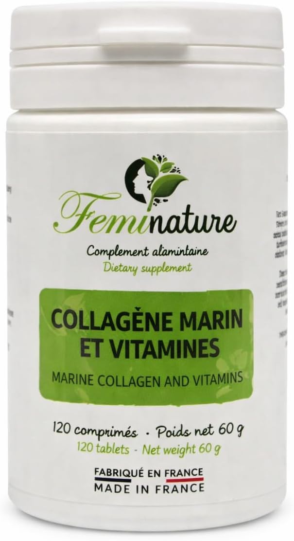 COLLAGENE MARIN - Type 1 & 2 - Vitamins C & E - Skin hydration - Protects bones and joints - 1000 mg - 120 tablets - Made in France - Image 2