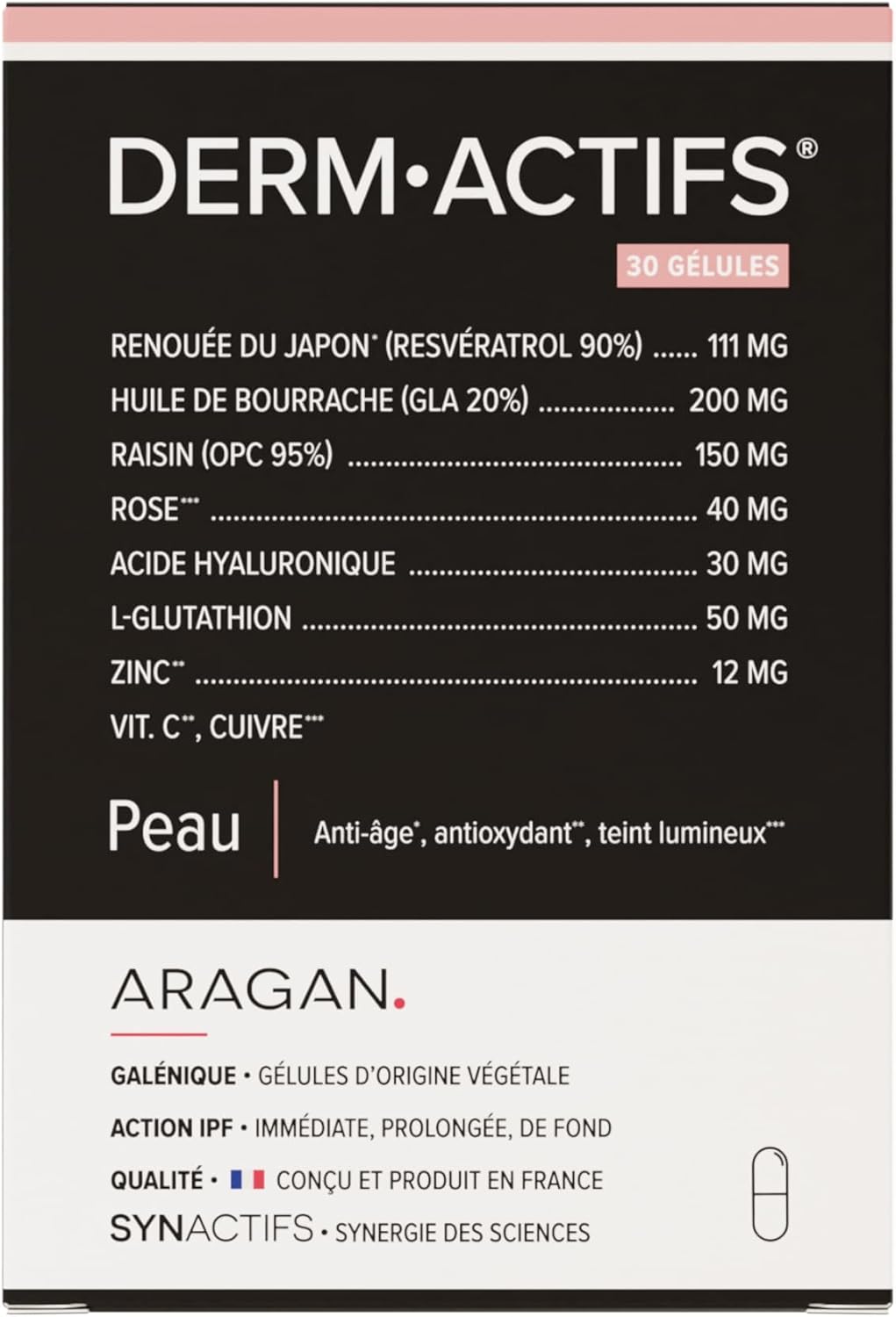 Dermactifs - Anti-Ageing, Antioxidant, Luminous Complexion Food Supplement - Hyaluronic Acid, Borage Oil, Zinc, Vitamin C - Aragan - 30 Capsules - Image 2