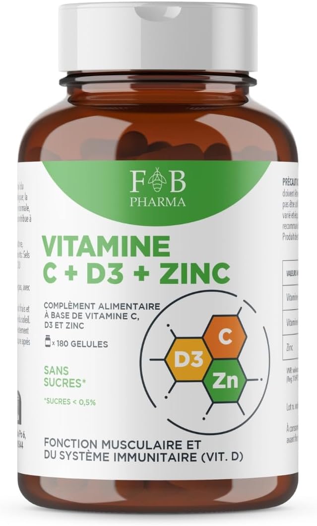 FB Pharma - Vitamin C & D & Zinc Supplement - 180 Vitamin C Capsules - Vitamin D - High Dose Zinc, Multivitamins & Complete Mineral Capsules - Image 2