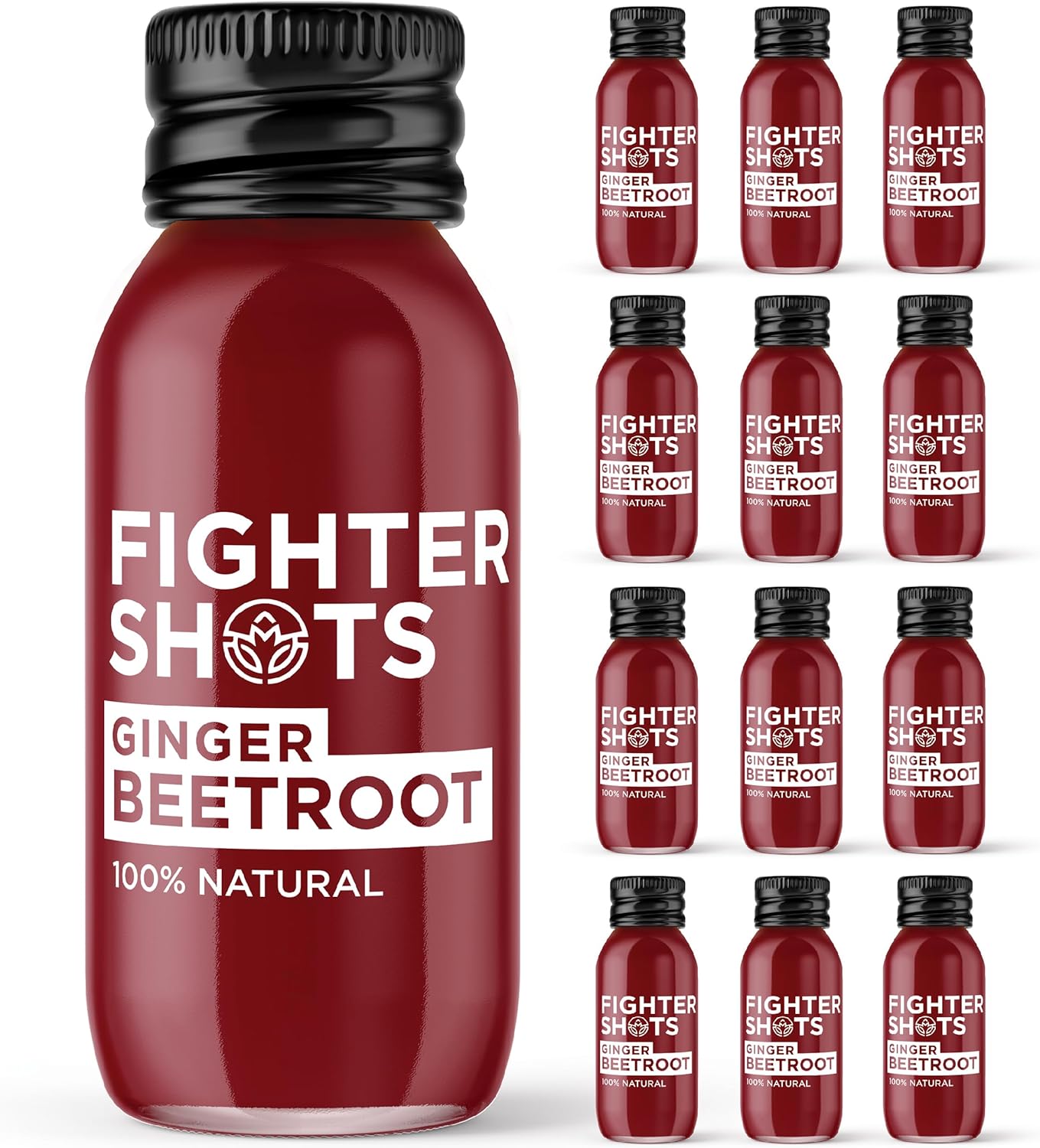 Fighter Shots Ginger Beetroot (12x60 ml) | 100% Natural | No Preservatives | Fresh and Energizing Shots with Beetroot and Ginger - Image 2