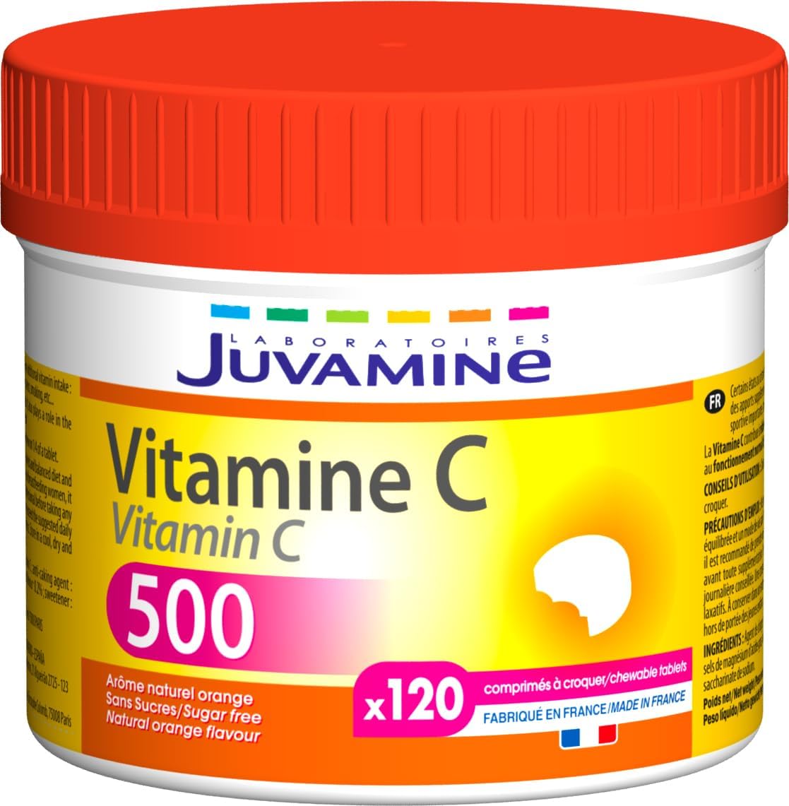 JUVAMINE - Vitamin C500 - Maxi Format - 120 Chewable Tablets (Pack of 1) - Image 2