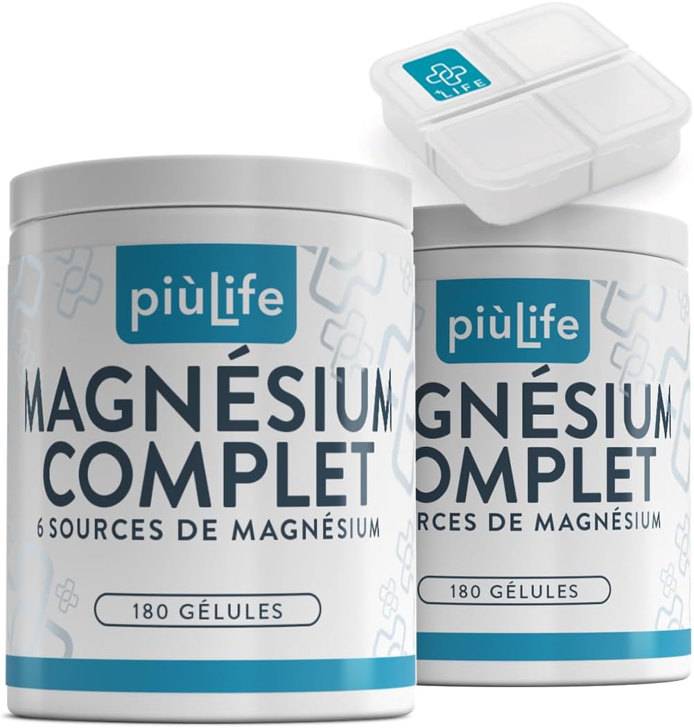 Magnesium Complex 6 Sources – 300 mg per day, High Bioavailability – 360 PiùLife Capsules with Magnesium Bisglycinate, Citrate, Pidolate – Energy, Sleep, Muscles - Image 2