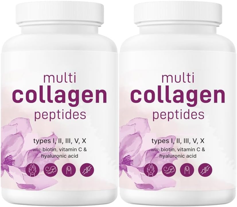 Multi-Collagen Peptides—Type I, Type II, Type V, Type X Hydrolyzed Collagen, Supports Skin, Hair, Nails and Joint Health, Unisex (2 Pcs) - Image 2