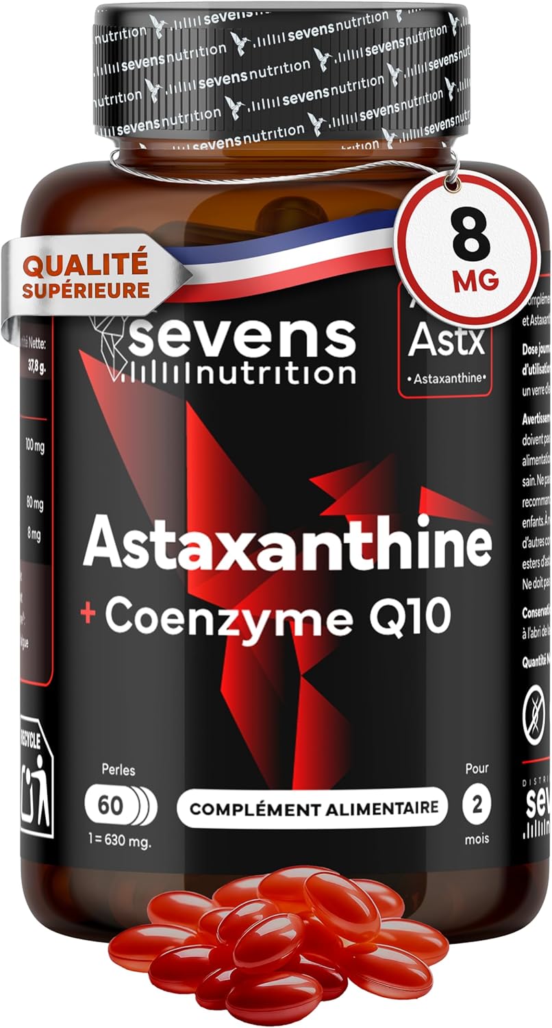 Natural Astaxanthin Astapure with Coenzyme Q10 & Extra Virgin Olive Oil - Powerful Antioxidants for Eyes Skin Immunity - 60 High Absorption Softgels - Sevens - Image 2