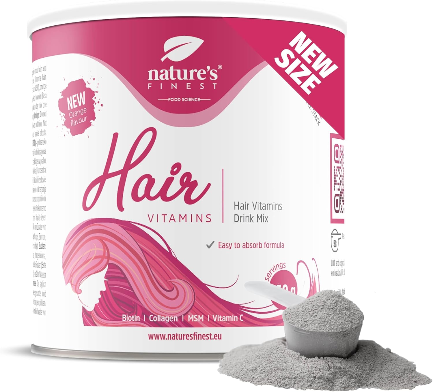 Nature's Finest Hair Vitamins, For Women, Helps Straightening & Regrowth Hair, Rich In Biotin , Reduces Hair Loss, With Collagen, MSM, Vitamin C - 150g - Image 2