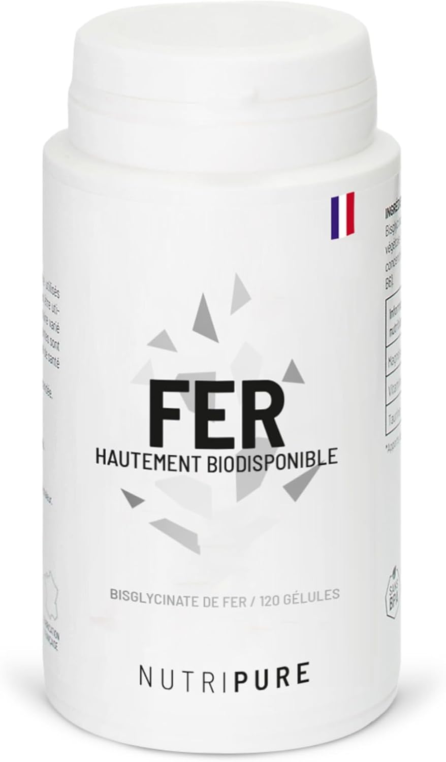 Nutripure | Iron Bisglycinate 14 mg High Quality FERROCHEL | High Absorption | Anti-Fatigue & Immune System Strengthening Dietary Supplement | 120 Vegetable Capsules | Vegan | Made in France - Image 2