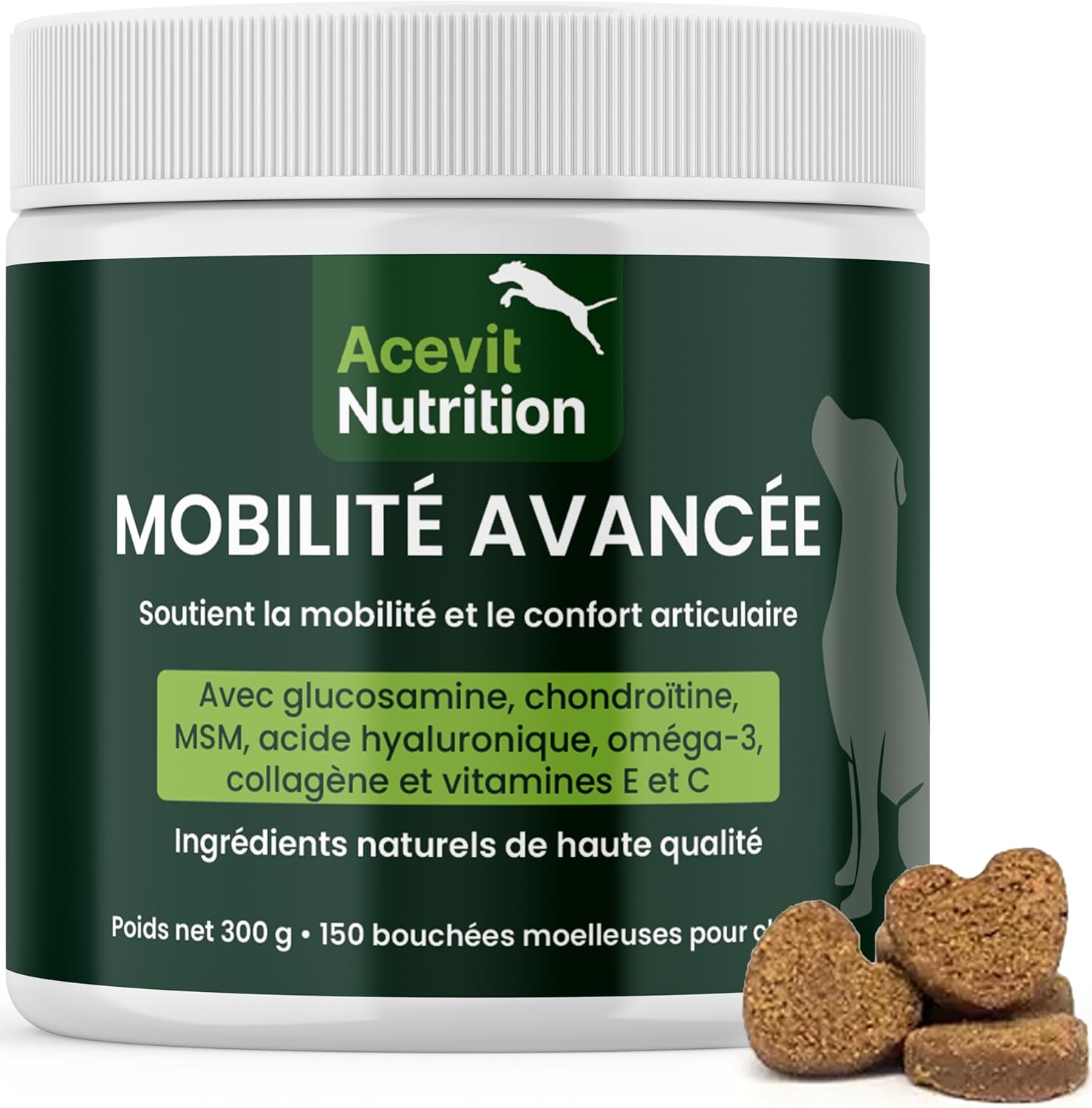 Osteoarthritis Dog, 150 Bites 100% Natural Joints, Glucosamine, Chondroitin, MSM, Collagen, Hyaluronic Acid, Anti-Pain & Anti-Inflammatory, High Efficacy Veterinary Formula - Image 2