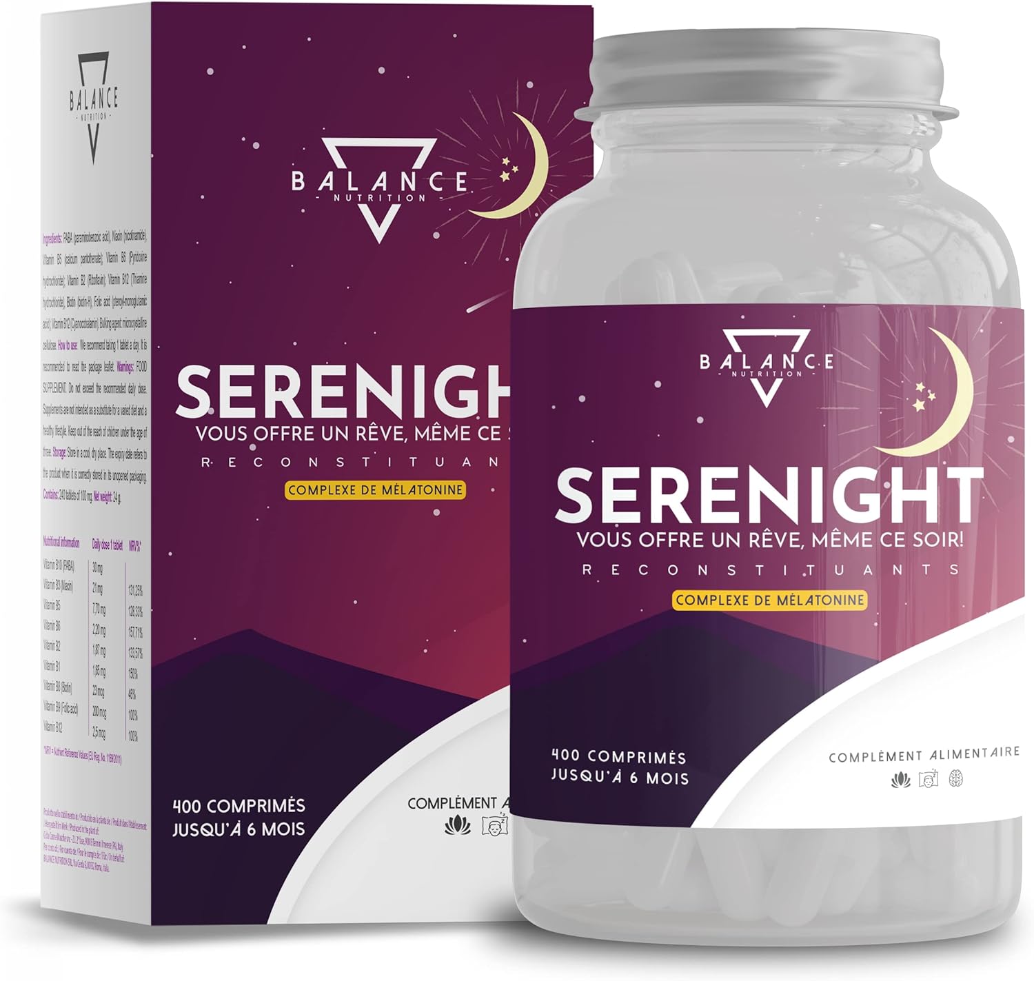 SERENIGHT - 400 Tablets (1+ Year Supply) | Melatonin | Melatonin 1Mg Forte With 5 HTP, Valerian, Linden, & Vitamin B6 | Powerful Somnifere for Sleeping - Image 2