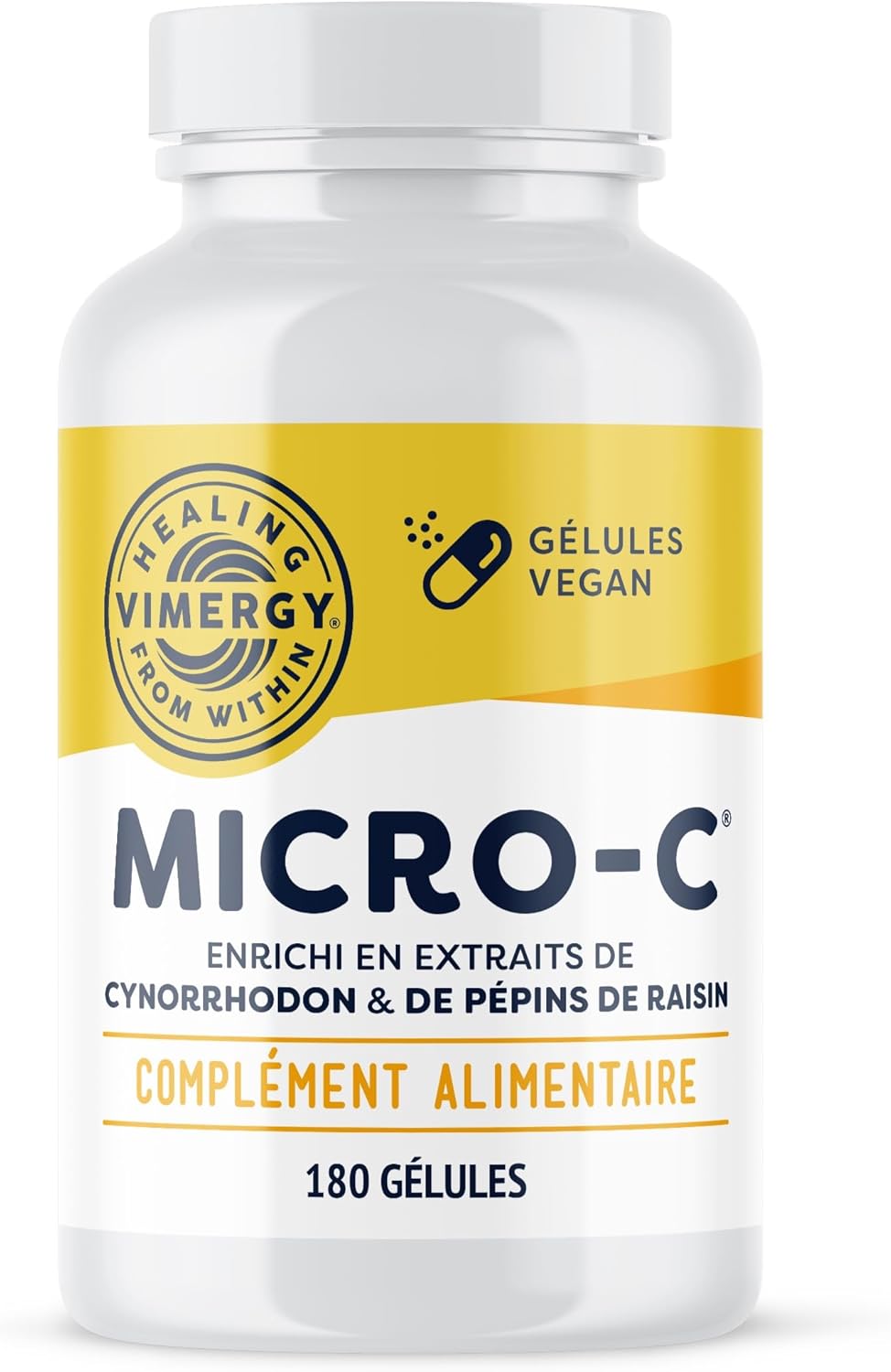 Vimergy Micro-C - Vitamin C Capsules - 500mg Vitamin C, Less Acid - Rose Hip - Immune System, Bone & Muscle Support - Gluten Free - Kosher - Vegan (180 Capsules) - Image 2