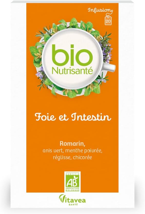 Vitavea BioNutrisanté - Organic Liver and Intestine Infusion 100% Natural - 20 Sachets - Bloating - Rosemary, Green Anise, Peppermint, Licorice, Chicory - Vitavea - Image 2