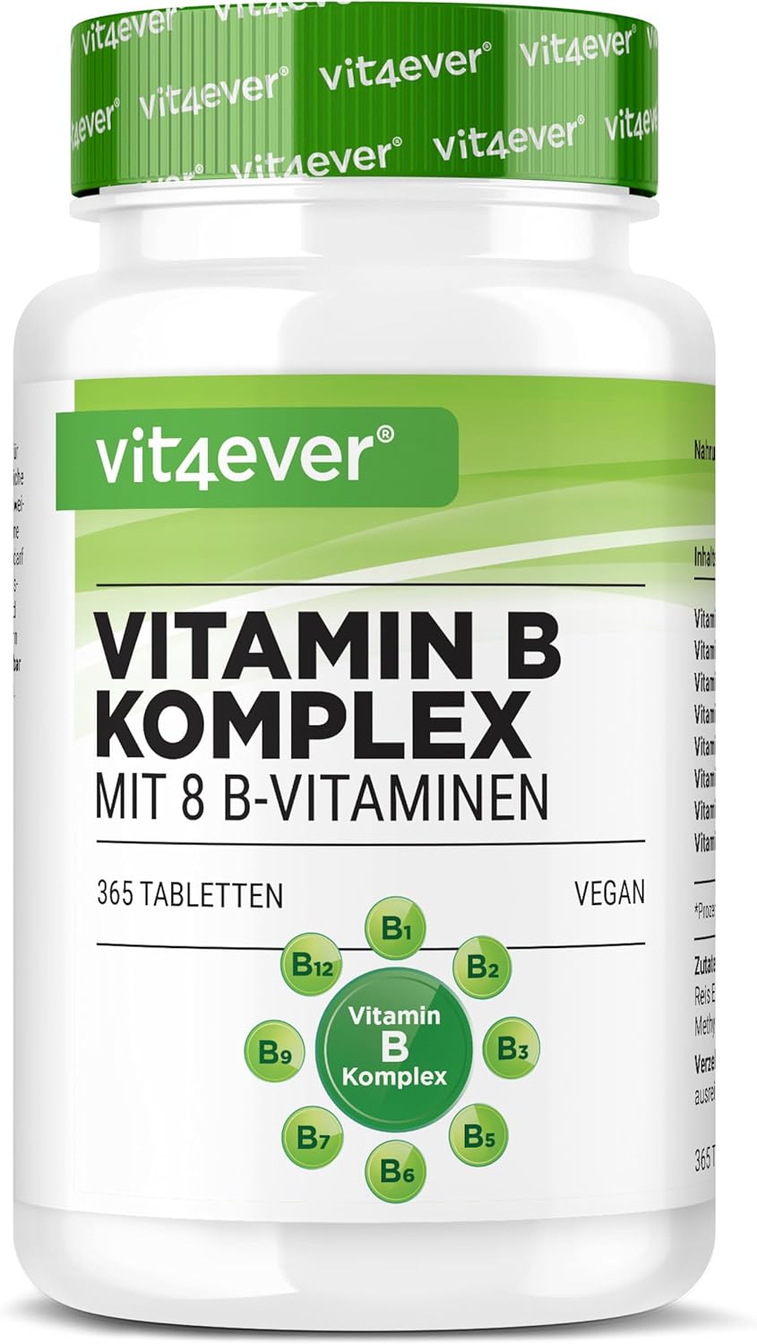 vit4ever Vitamin B Complex - 365 Tablets - 12 Months Supply - 8 B Vitamins in 1 Tablet - Vitamins B1, B2, B3, B5, B6, B12, Biotin & Folic Acid - Vegan - Image 2