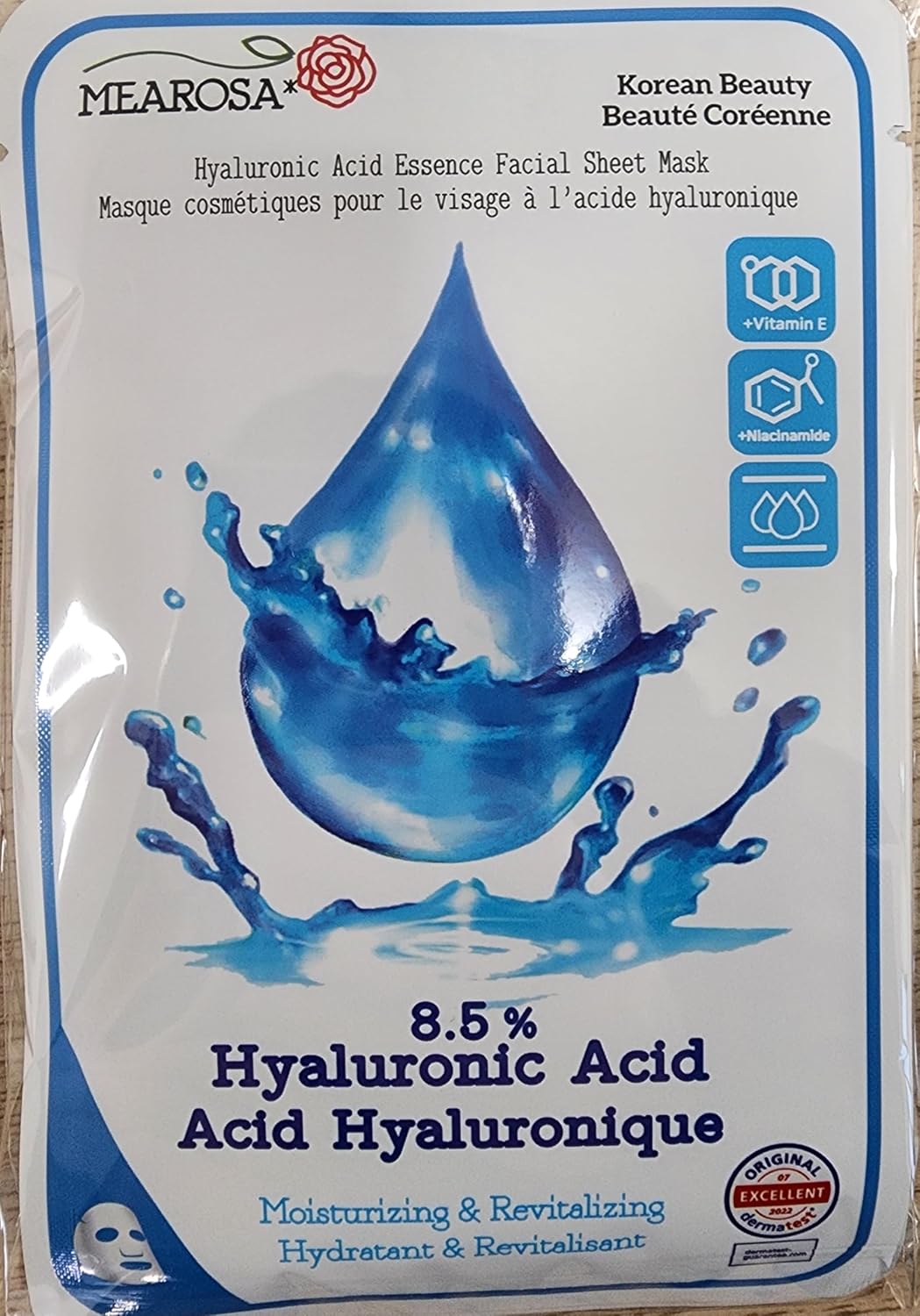 MEAROSA* 8.5% Hyaluronic Acid, Niacinamide, Vitamin E Face Masks for Skin Dermatologically Tested Sensitive Vegan Formula Moisturizing & Nourishing - Image 5