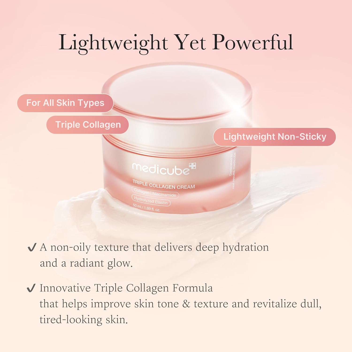 Medicube Triple Collagen & Hyaluronic Acid, Premium Elastin & Shea Butter - Anti Wrinkle & Moisturizing Face Cream - Skincare Coreen, 50ml - Image 4