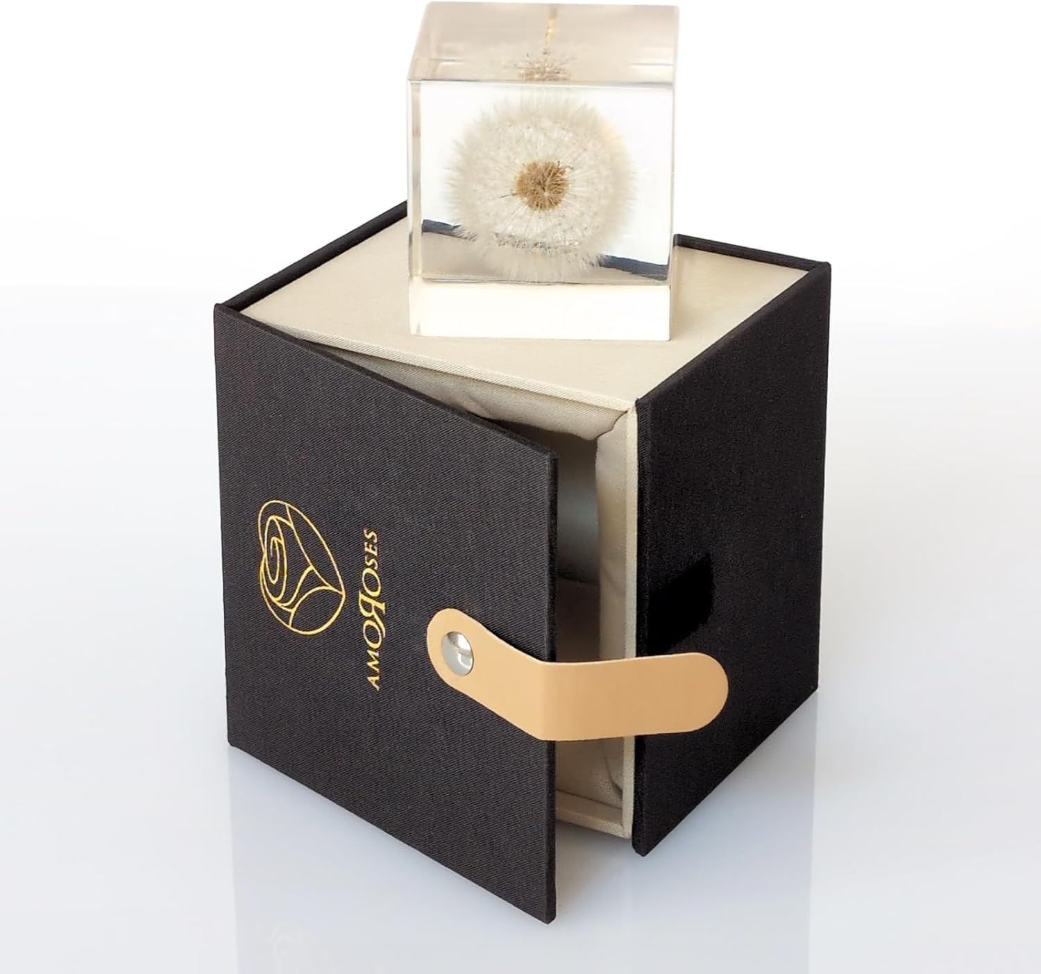 Amoroses WISH Real Dandelion Preserved in Clear Resin Cube, Head Flower in Elegant Packaging, Original Gift Idea for Decoration, Express a Wish - Image 7