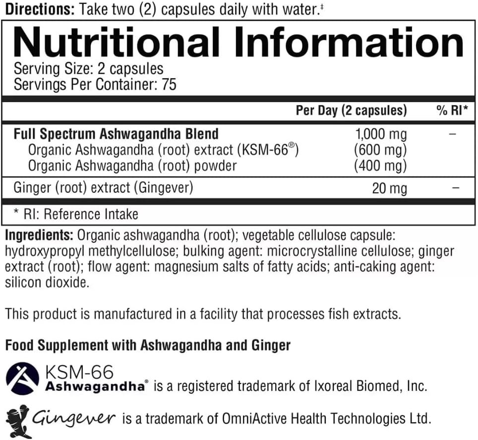 Youtheorry Ashwagandha Wellbeing, Gluten Free, Dairy Free, 150 Vegetarian Capsules - Image 3