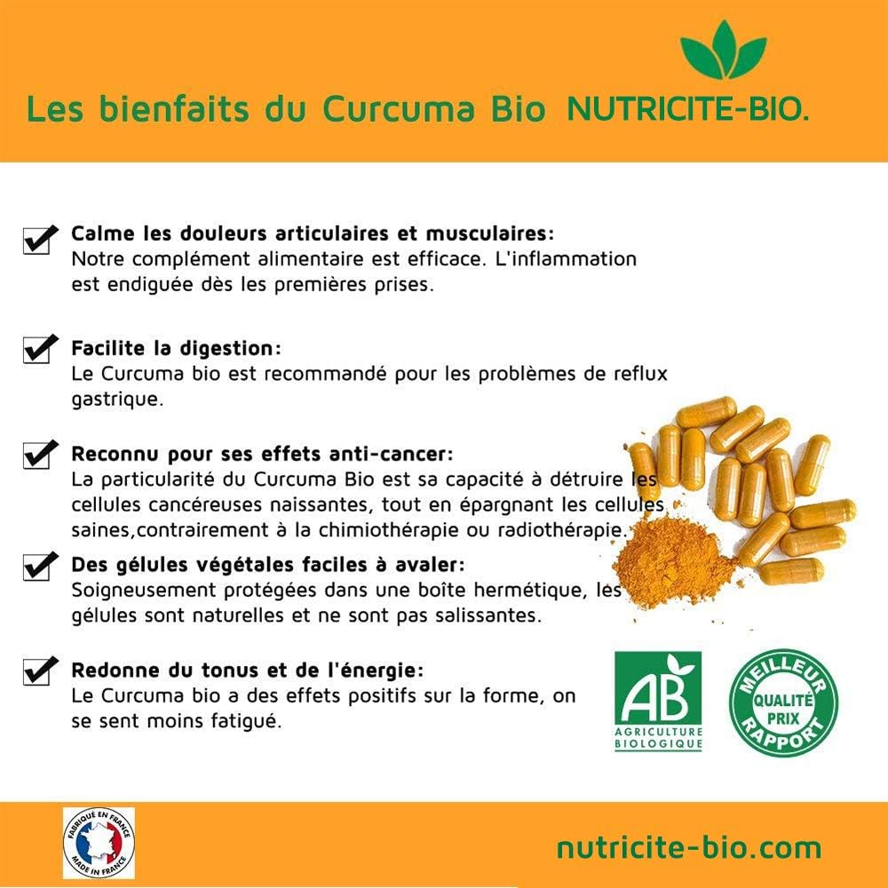 Organic Turmeric 90 Capsules – Complete Turmeric Longa Powder – Inflammation, Digestion & Painful Joints – Anti-inflammatory & Natural Antioxidant – Vegan – Certified Organic – Made in France - Image 3