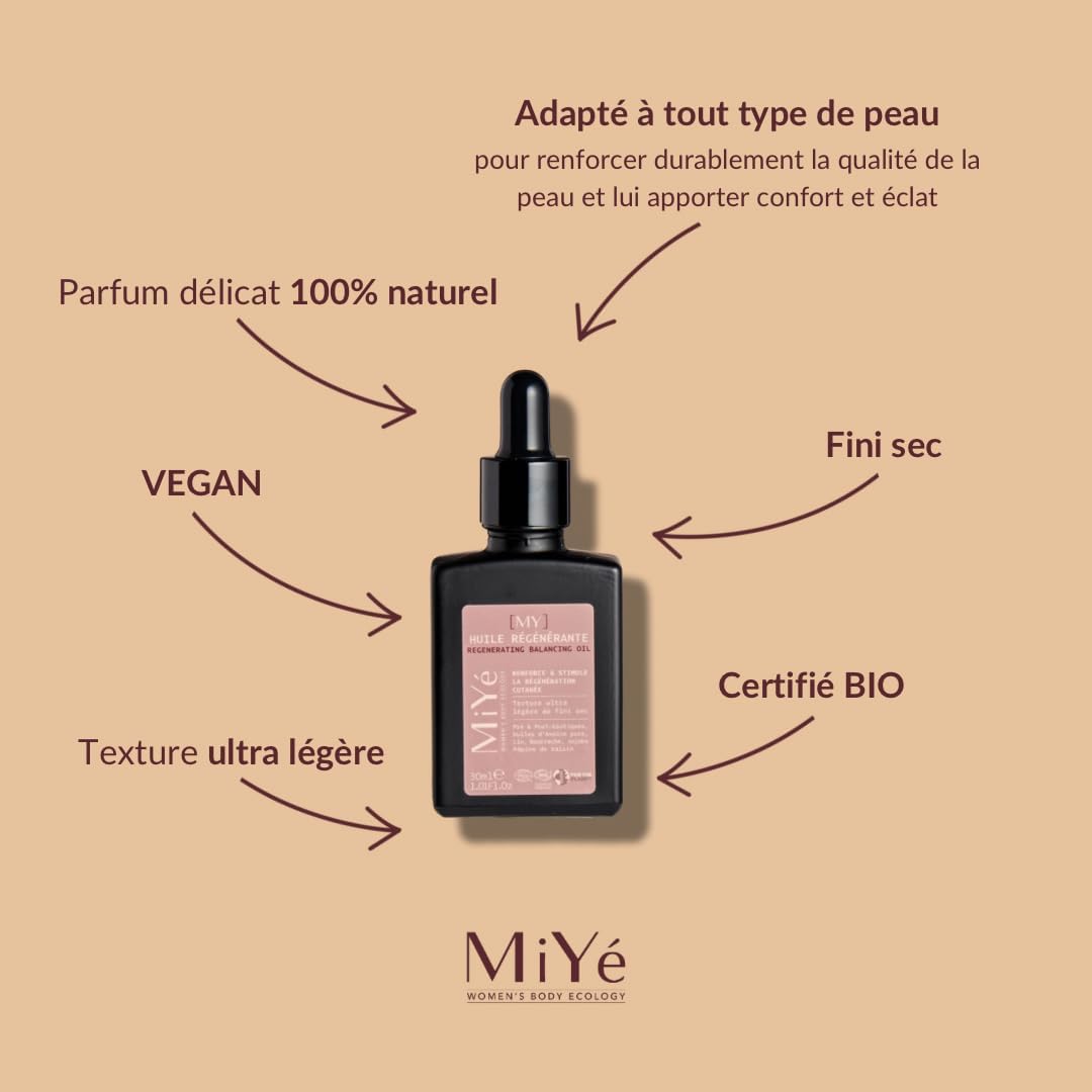 MiYé | Regenerating Face Oil | Jojoba Oil, Flax, Borage & Grapeseed | Organic Face Care | All Skin Types | 30ml - Image 9