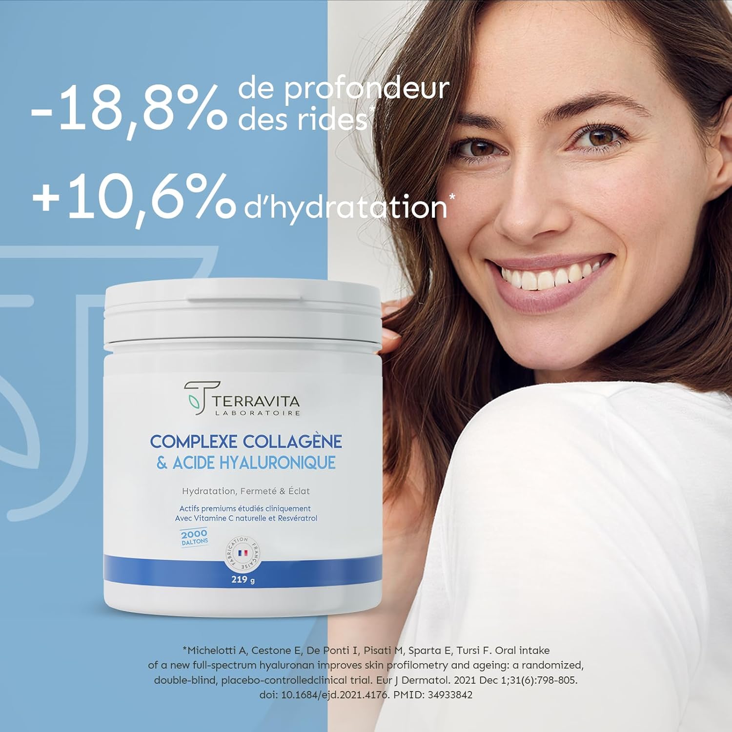 Peptan Marine Collagen + Hyaluronic Acid 200mg + Vit C | Hydration, Firmness and Radiance of the Skin | Demonstrated Wrinkle Reduction | 219g Neutral Flavour Powder | French Filière | Terravita - Image 5