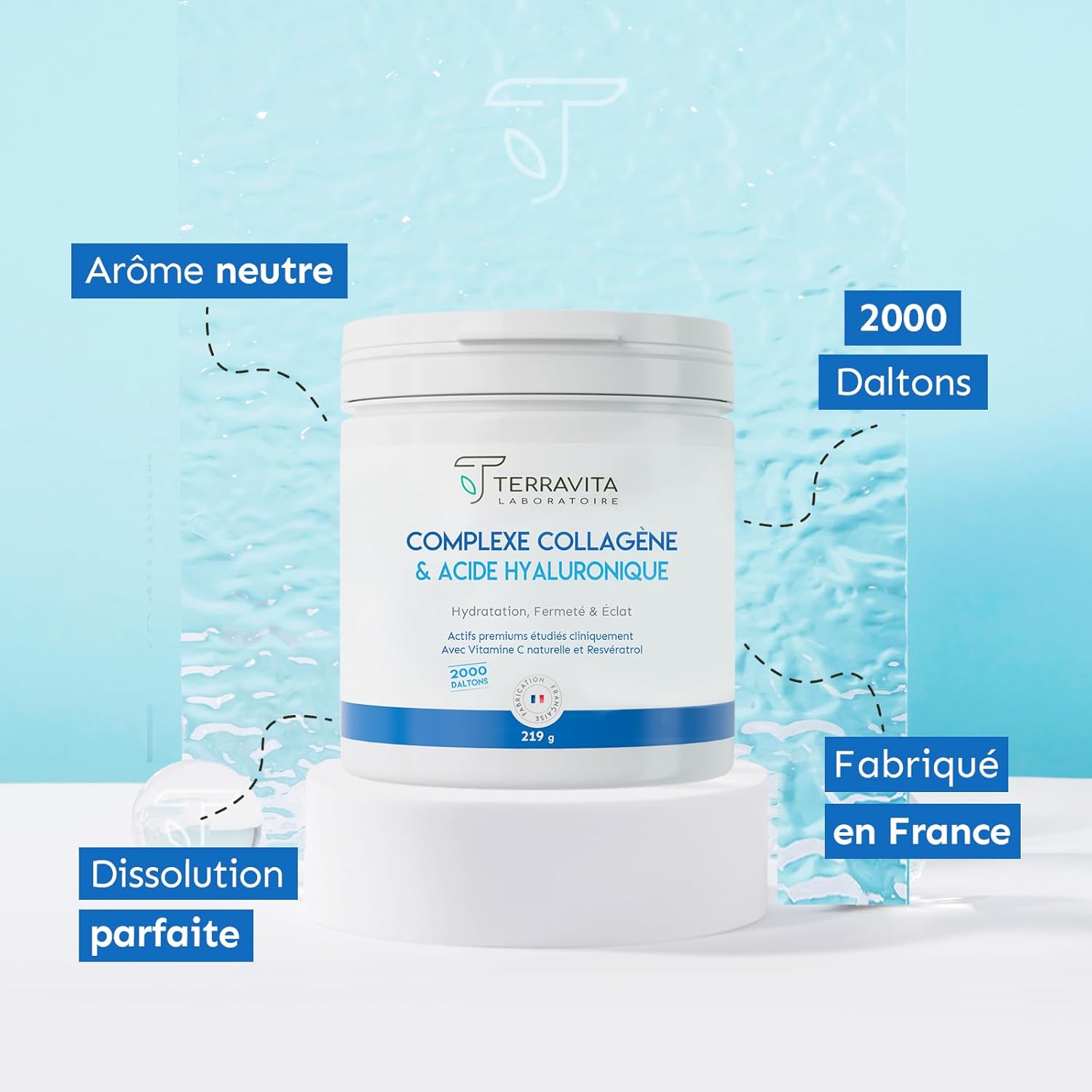 Peptan Marine Collagen + Hyaluronic Acid 200mg + Vit C | Hydration, Firmness and Radiance of the Skin | Demonstrated Wrinkle Reduction | 219g Neutral Flavour Powder | French Filière | Terravita - Image 6