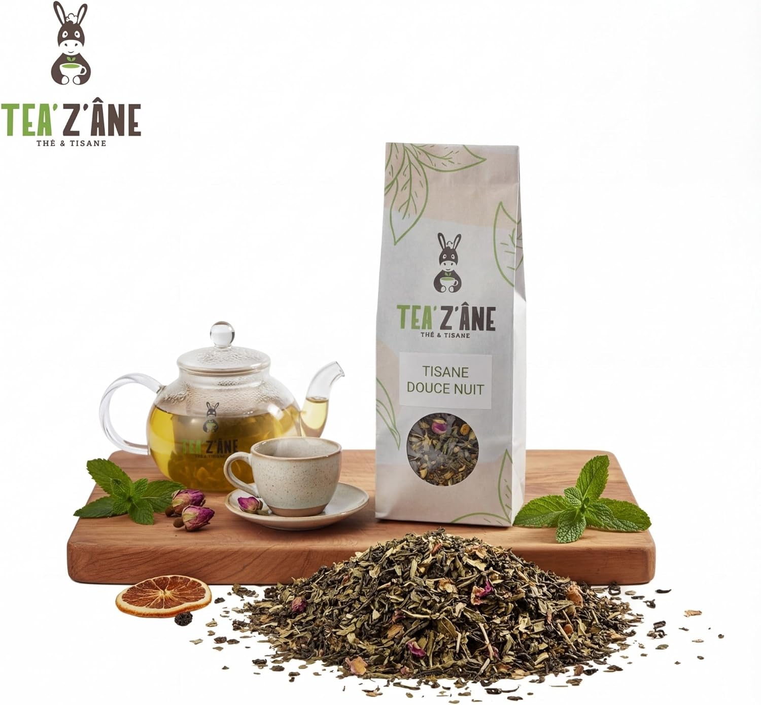 Sweet Night Infusion | Melissa, Chamomile, Valerian, Mint & Nettle | Relaxation & Soothing Herbal Tea Loose 100g | Calm Night & Natural Sleep Infusion | Premium Plants | Tea'z'âne - Image 4