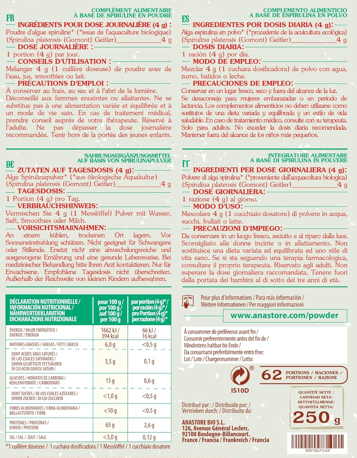 Powder-Nothing But Plants Organic Spirulina Powder, 250 g, High in Protein - Image 4
