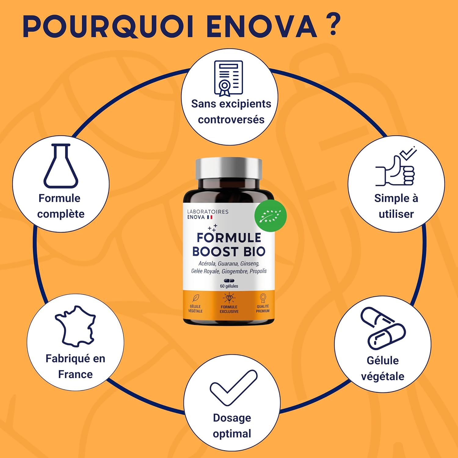BOOST ORGANIC FORMULA | 4G: Ginseng, Royal Jelly, Guarana, Ginger + Acerola | Anti-Fatigue Food Supplement | Immunity and Energy | Made in France - Image 6