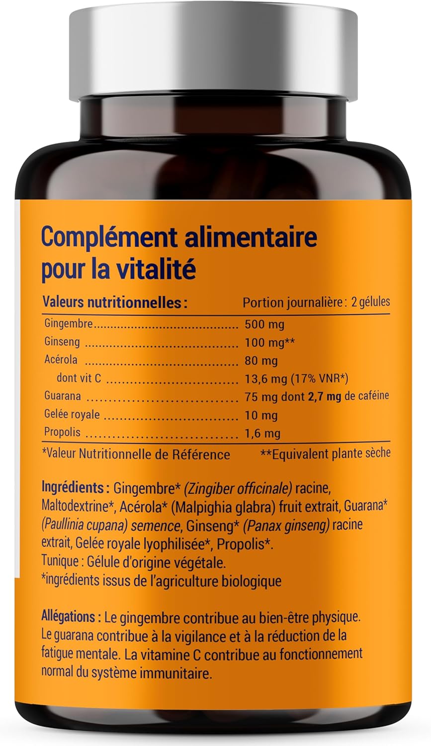 BOOST ORGANIC FORMULA | 4G: Ginseng, Royal Jelly, Guarana, Ginger + Acerola | Anti-Fatigue Food Supplement | Immunity and Energy | Made in France - Image 8