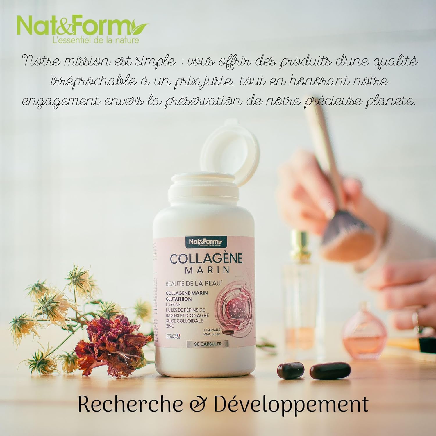 Marine Collagen - Skin Beauty - 90 Capsules | Glutathione, L-Lysine, Grape Seed & Evening Primrose Oils, Colloidal Silica, Zinc | Nat&Form - Image 4