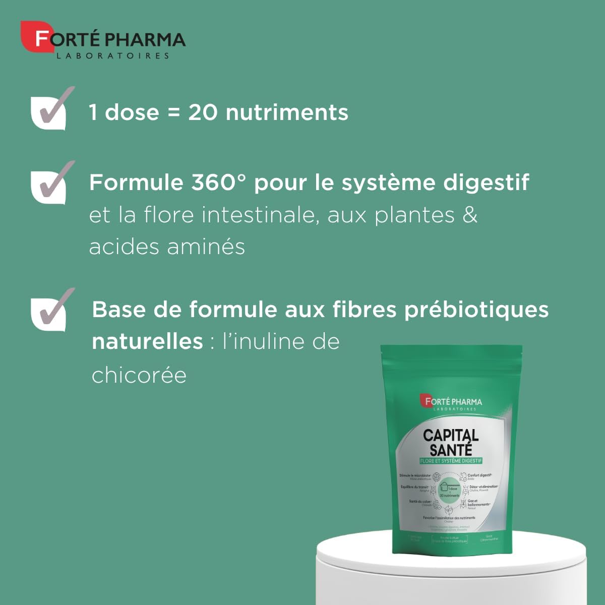 Forté Pharma - Capital Health Flora & Digestive System - 1 tbsp.=20 nutrients, Prebiotic Fiber, Ispaghul, Fennel, Artichoke, L-glutamine - Microbiota, Colon Health - 1 dose/day, 30 days - Image 3