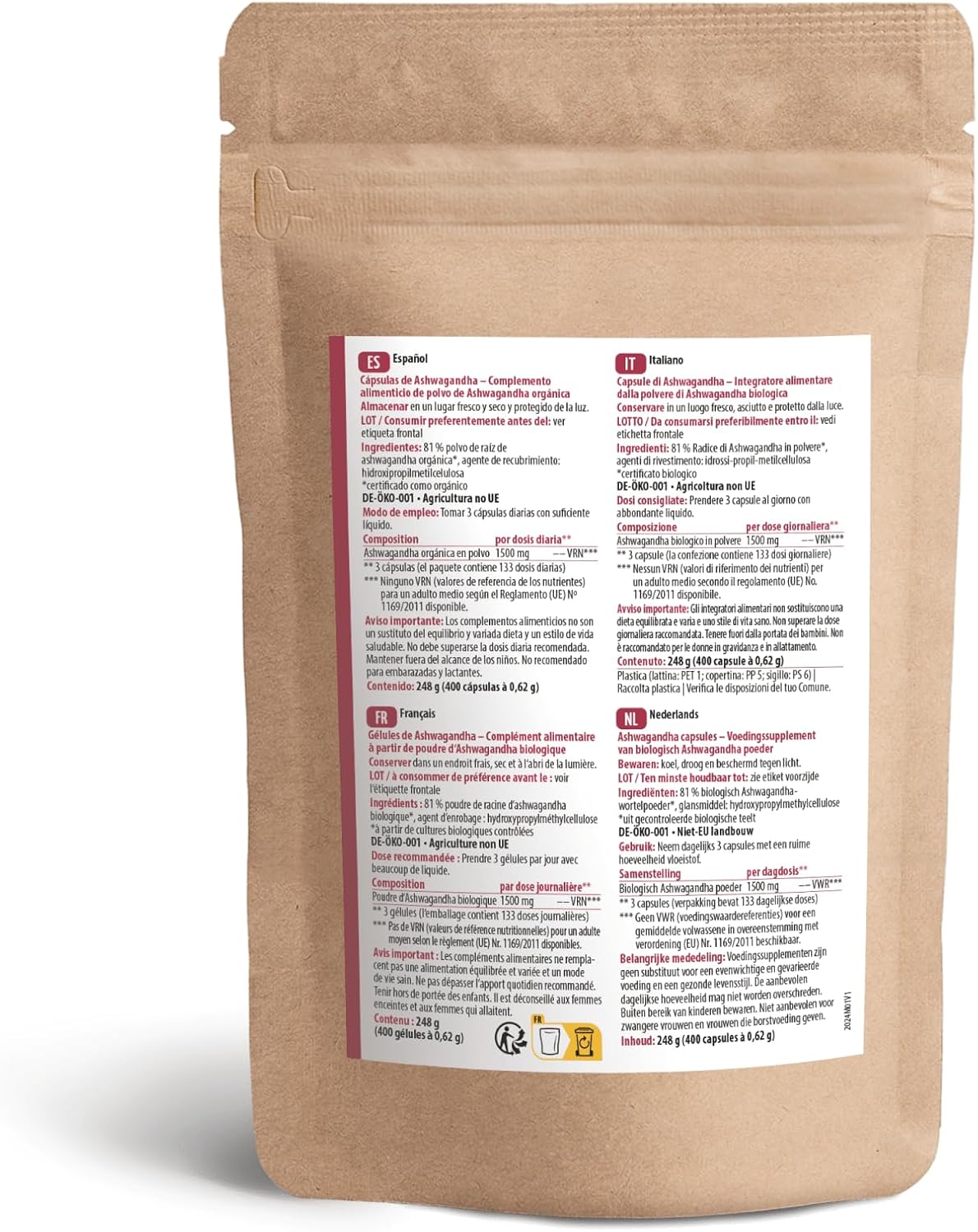 Organic Ashwagandha Capsules 400 Pieces | Refill | Finely Ground Ashwagandha Powder in Capsule Form | Certified Organic Quality | Important Role in Indian Ayurveda | vom Achterhof - Image 3