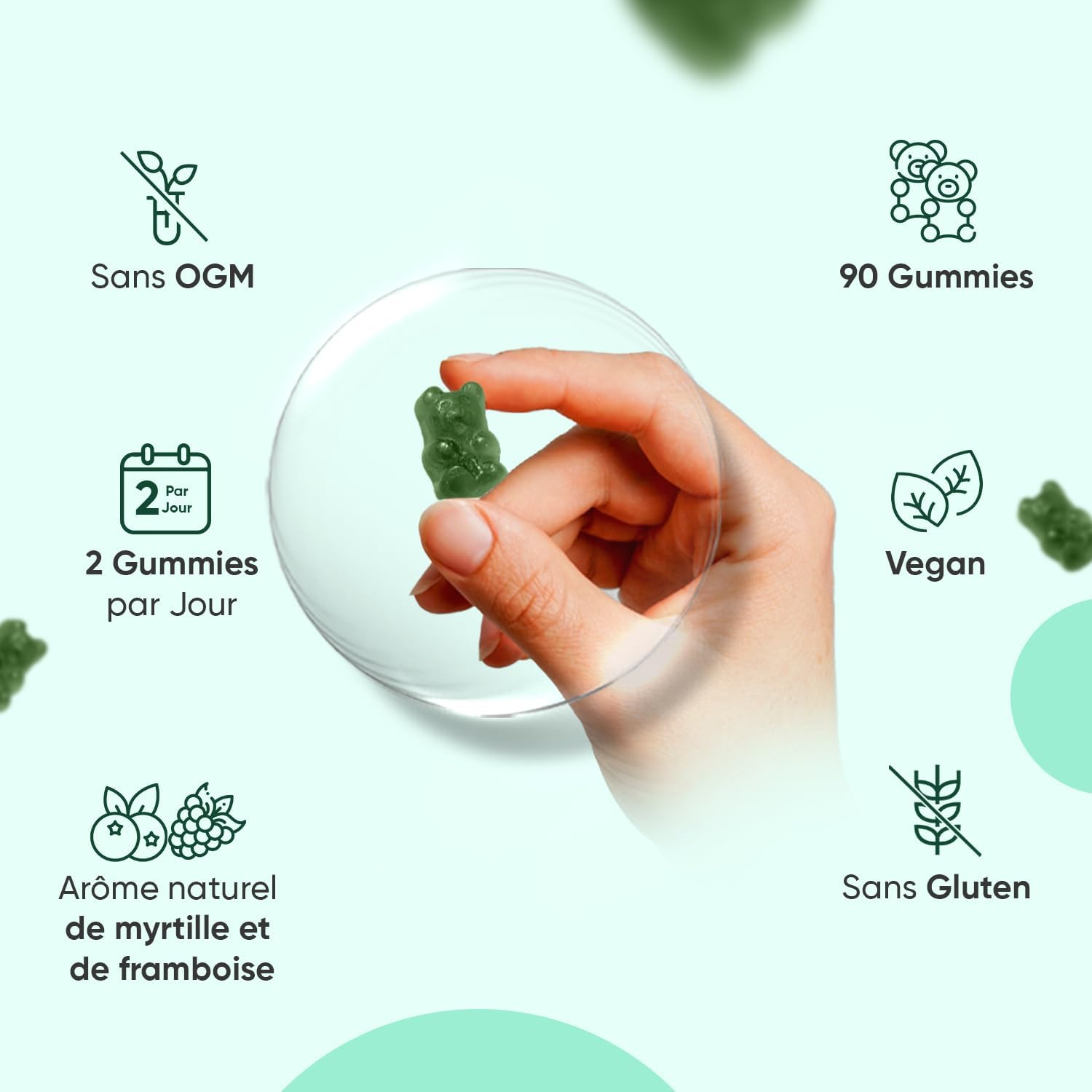 Super Green Powder in Gummies - 90 Vegan Gummies, Natural Blueberry & Raspberry Flavour, Superfood Greens with B Vitamins, Zinc, Moringa, Chlorella (Chlorophyll), Celery, Artichoke, Parsley, Spinach - Image 7