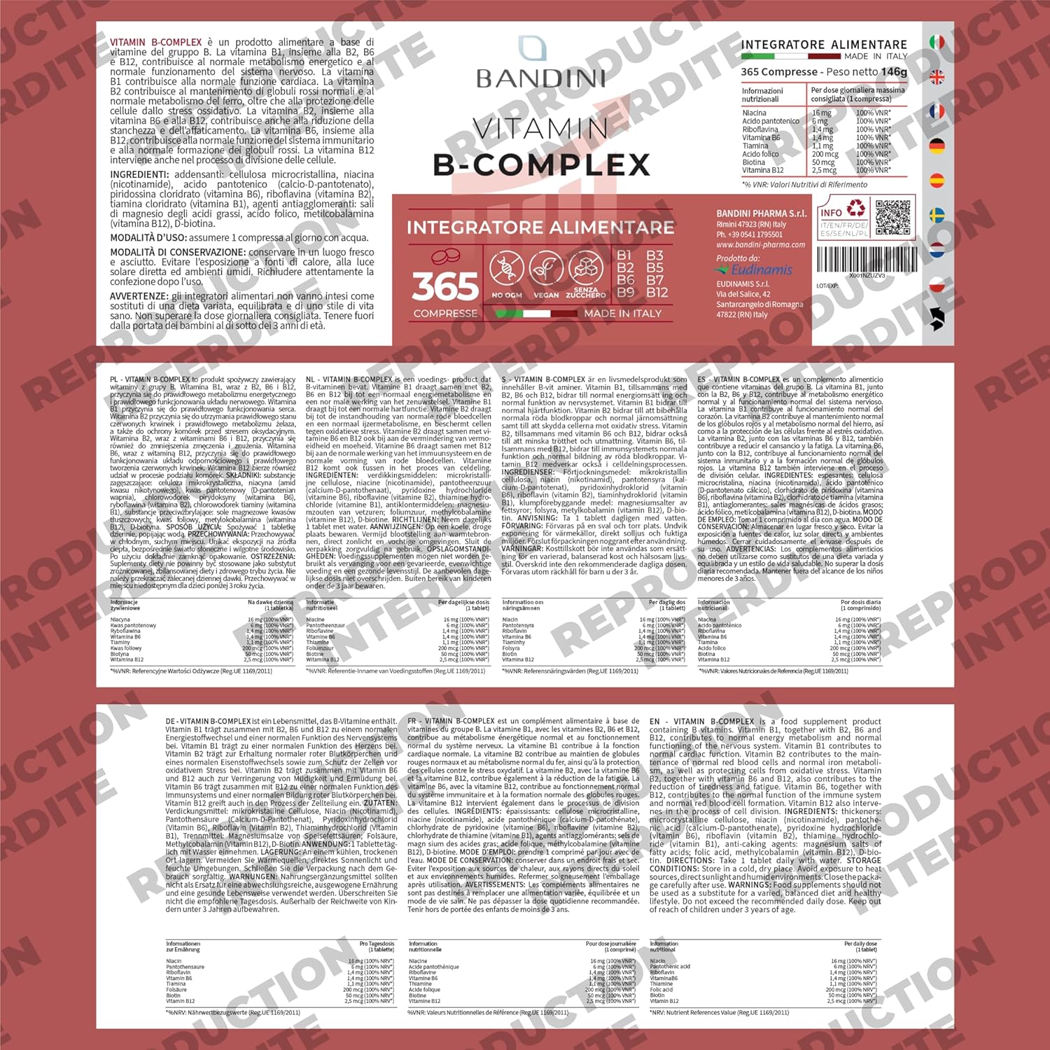 Bandini Vitamin B Complex 365 Vegan Tablets (1 Year) | High Dosage Group B Vitamins B1, B2, B3, B5, B6, B8 (Biotin), B9 (Folic Acid), B12 | Multivitamin B-Complex Fatigue & Immunity - Image 6