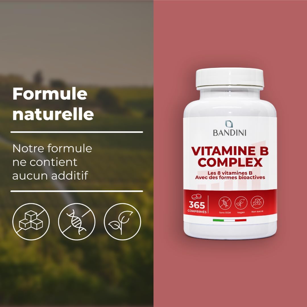 Bandini Vitamin B Complex 365 Vegan Tablets (1 Year) | High Dosage Group B Vitamins B1, B2, B3, B5, B6, B8 (Biotin), B9 (Folic Acid), B12 | Multivitamin B-Complex Fatigue & Immunity - Image 7
