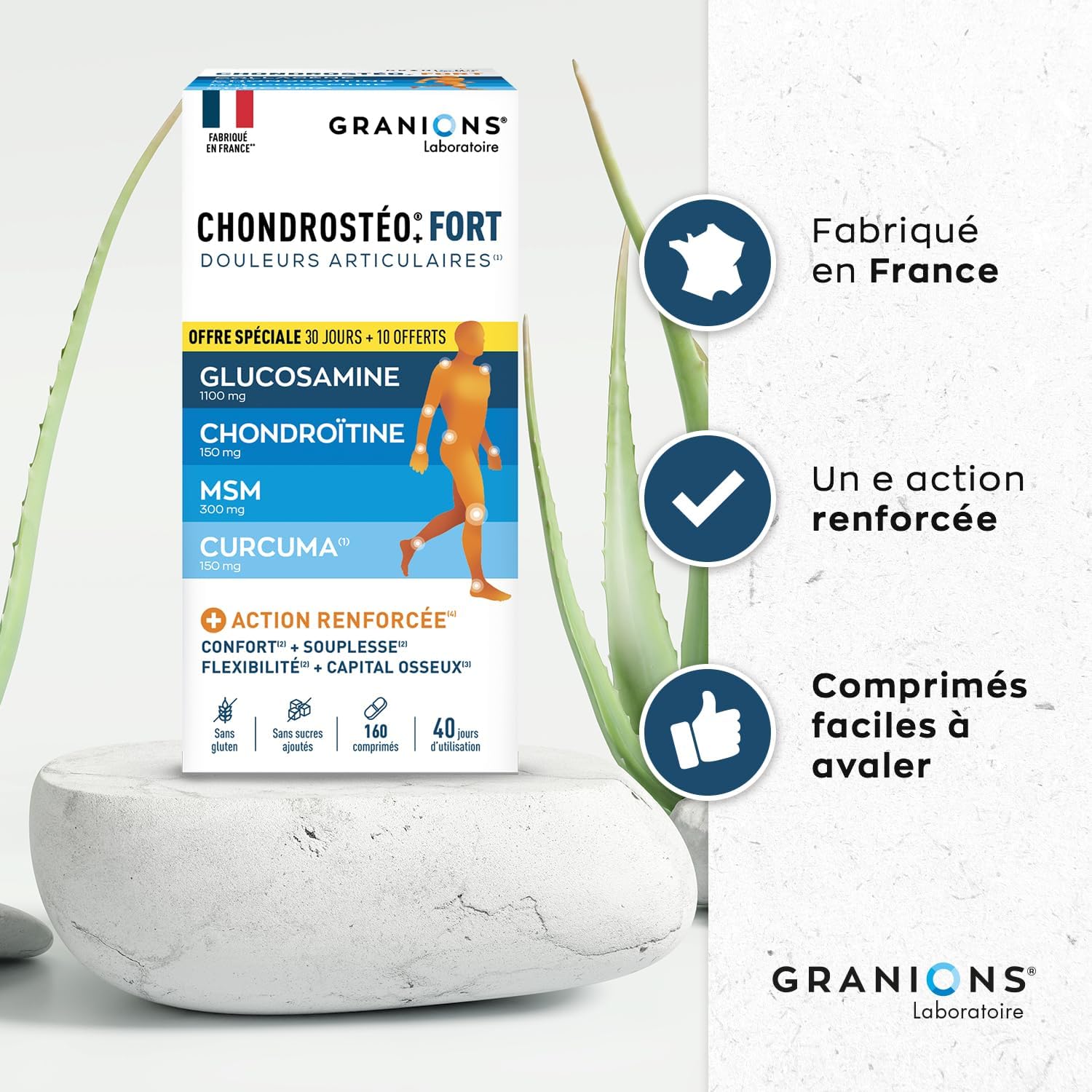 GRANIONS | Chondrosteo+ STRONG Joints | Reinforced Formula| Joint Mobility & Flexibility, Bone Capital | Glucosamine, Chondroitin, MSM, Harpagophytum | 160 Tablets - Image 4