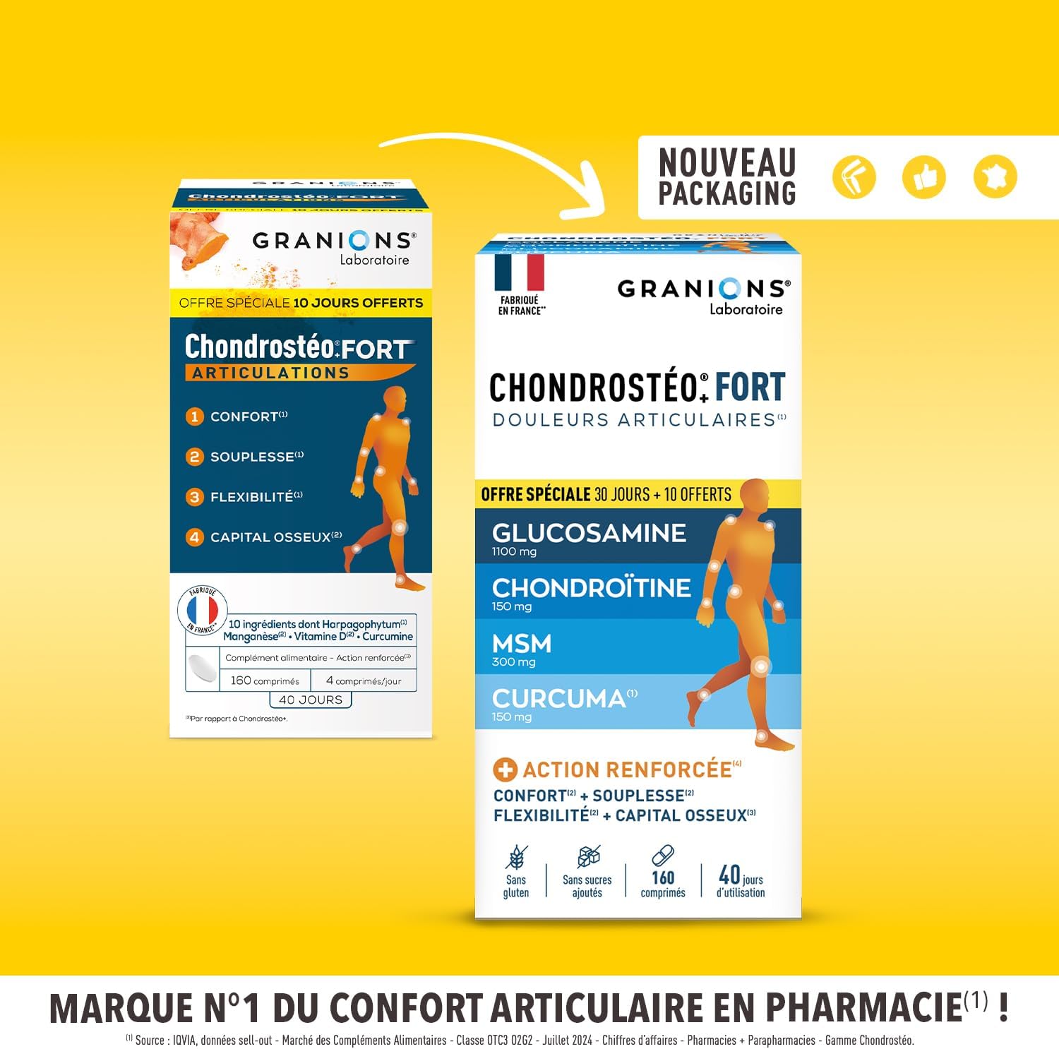 GRANIONS | Chondrosteo+ STRONG Joints | Reinforced Formula| Joint Mobility & Flexibility, Bone Capital | Glucosamine, Chondroitin, MSM, Harpagophytum | 160 Tablets - Image 8