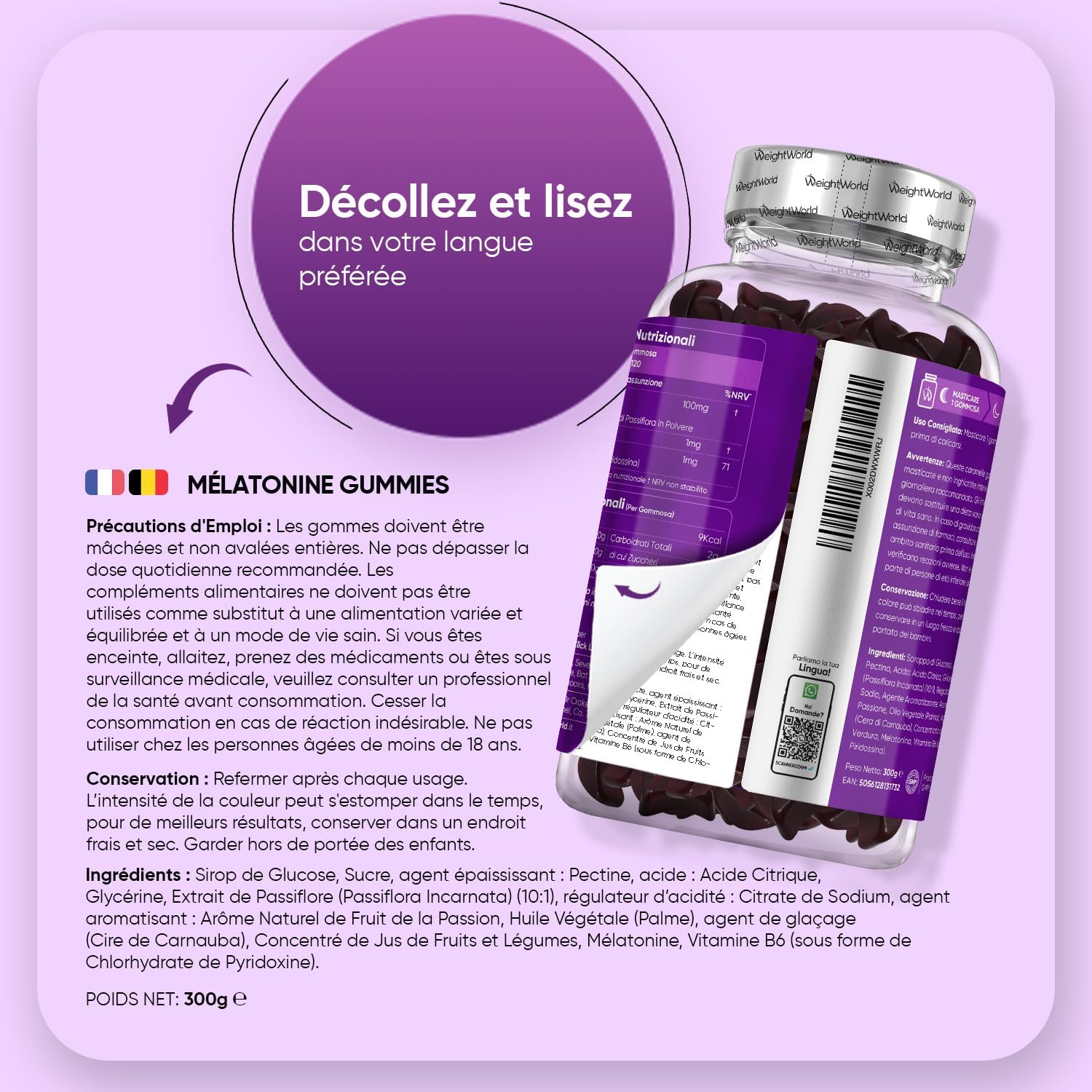 Melatonine Gummies - 120 Vegan Melatonin Gummies Low Sugar - Complex with Passion Flower & Vitamin B6 for Adults - Gluten, Lactose and Magnesium Stearate Free - Passion Fruit Flavour - Image 5